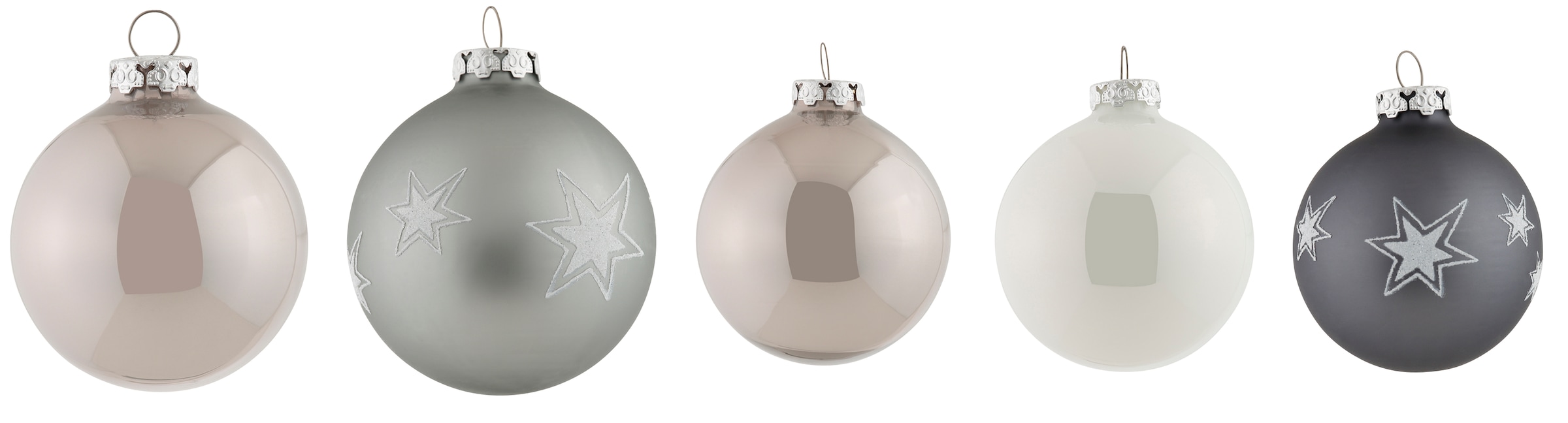 my home Weihnachtsbaumkugel »Chrome, Weihnachtsdeko, Christbaumschmuck aus Glas«, (Set, 18 St.), Christbaumkugeln mit Motiv, 18-teilig, Ø 6 cm, 7 cm, 8 cm