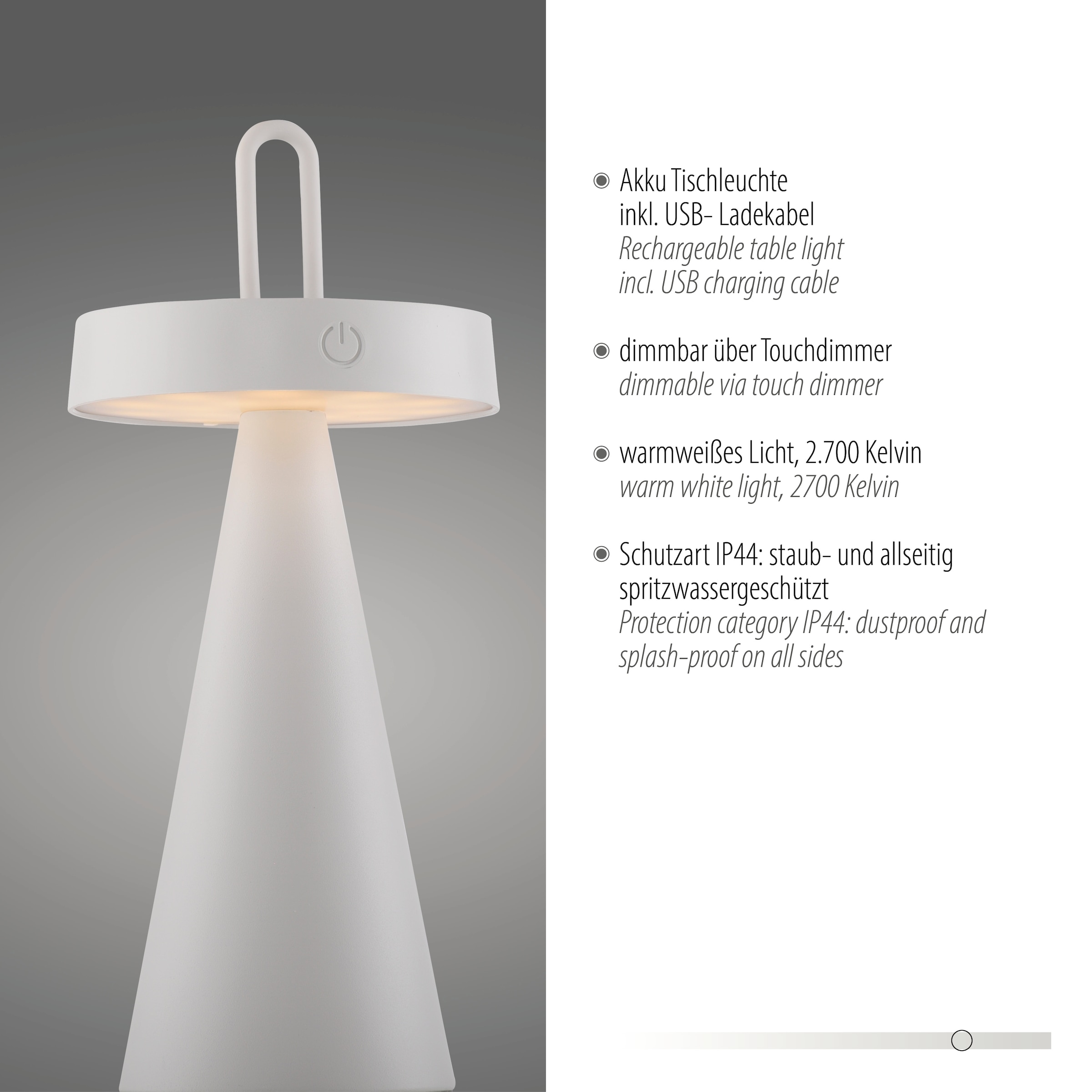 JUST LIGHT Tischleuchte »ALWA«, 1 flammig, Leuchtmittel LED-Modul | LED fest integriert, Akkuleuchte