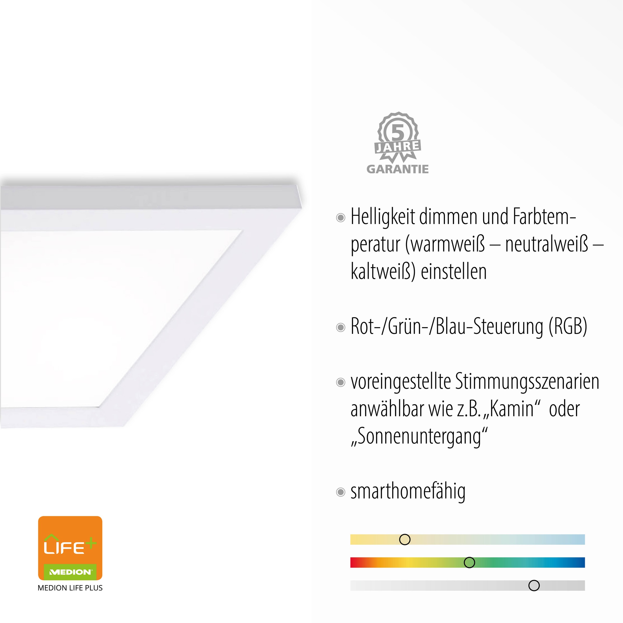 JUST LIGHT LED Panel »Ls-FLAT«, LED fest integriert, RGB+tunable white, Infrarot inkl., Fernbedienung, Smarthome fähig