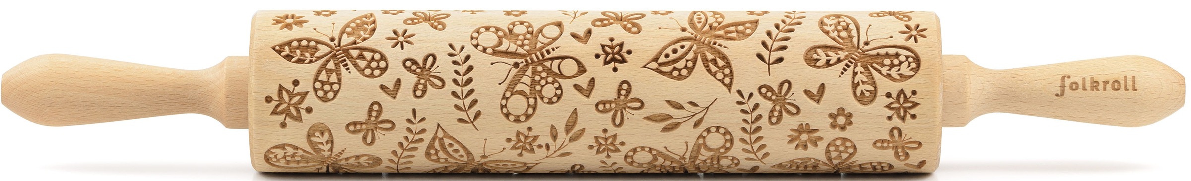 FOLKROLL Teigroller »3D-Motiv-Teigrolle« Schmetterlinge braun