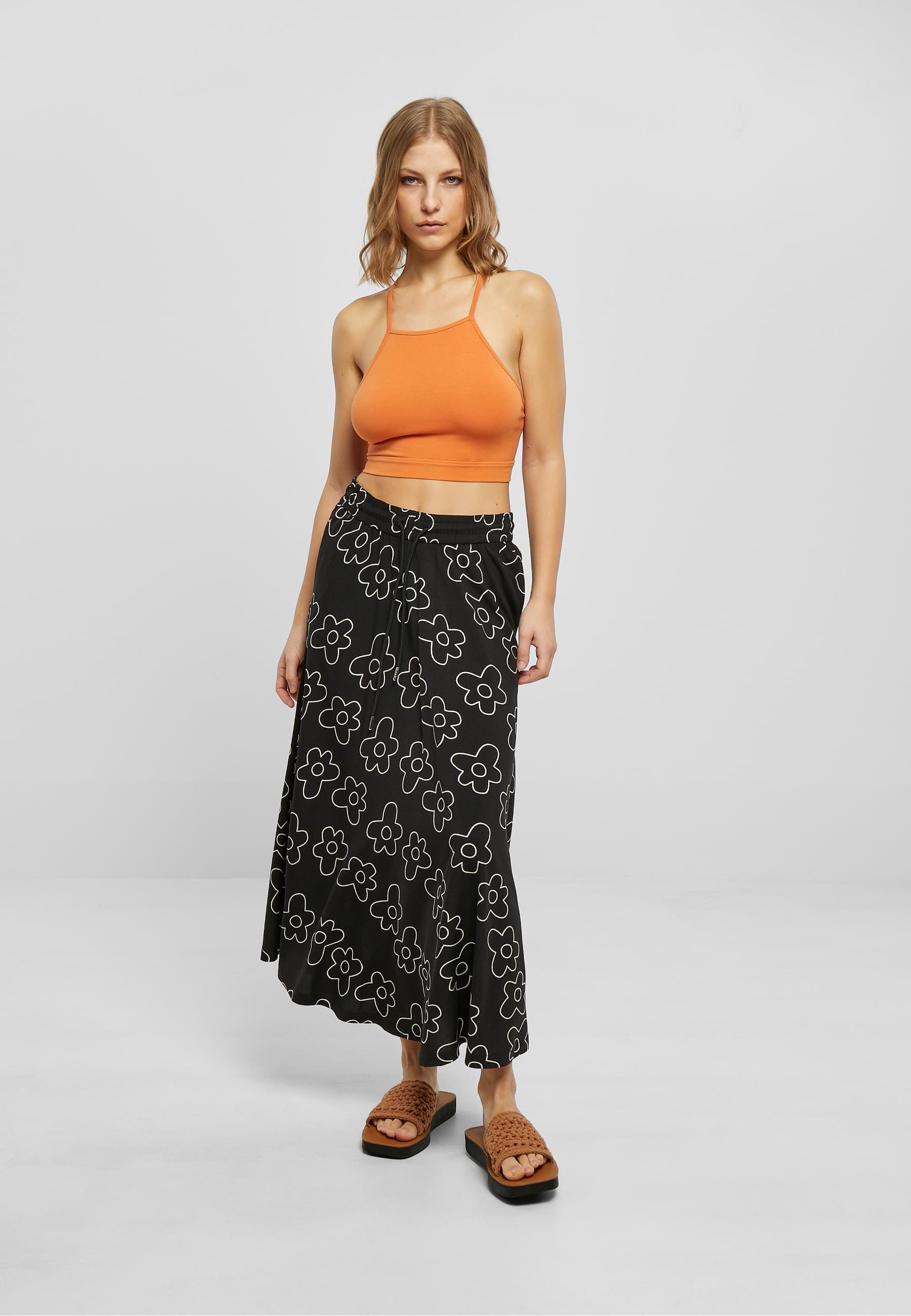 URBAN CLASSICS Jerseyrock »Urban Classics Damen Ladies Viscose Midi Skirt« 1 Stk.