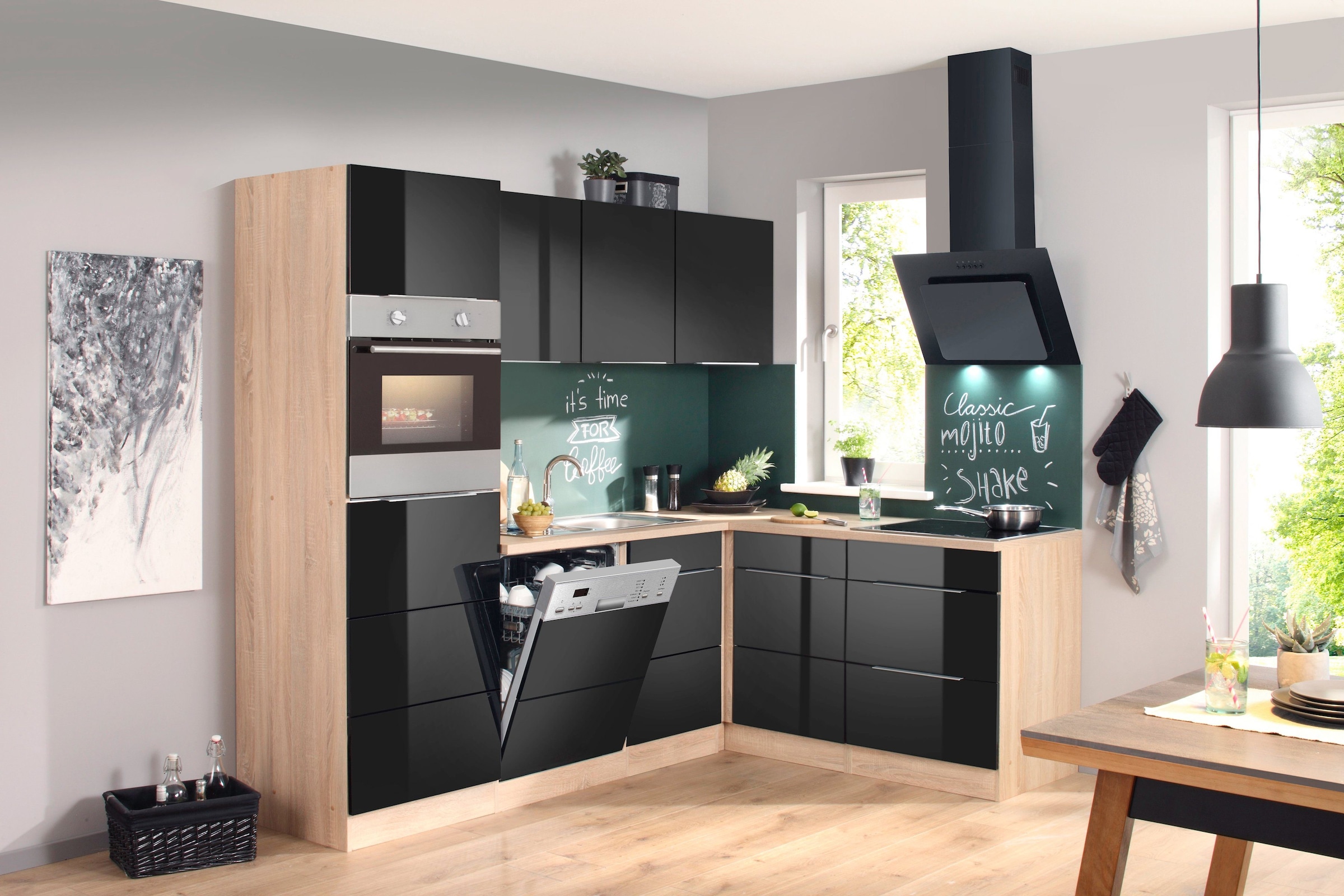 KOCHSTATION Winkelküche »KS-Brindisi Stellbreite 230/170 cm«, wahlweise mit E-Geräten und Induktion, mit MDF-Fronten