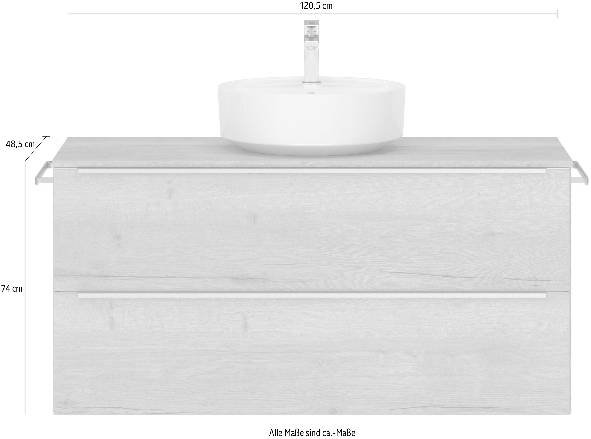 nobilia® Badmöbel-Set »Alvene«, (1 St., vormontiert, mit Soft-Close), Hochglanz Front, in vier Breiten