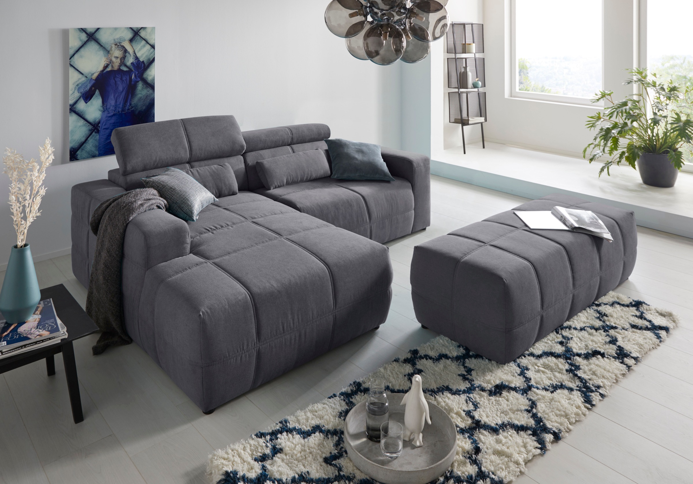 DOMO collection Ecksofa »Brandon, inkl. Kopfteilverstellung, B/T/H: 214/100 günstig online kaufen