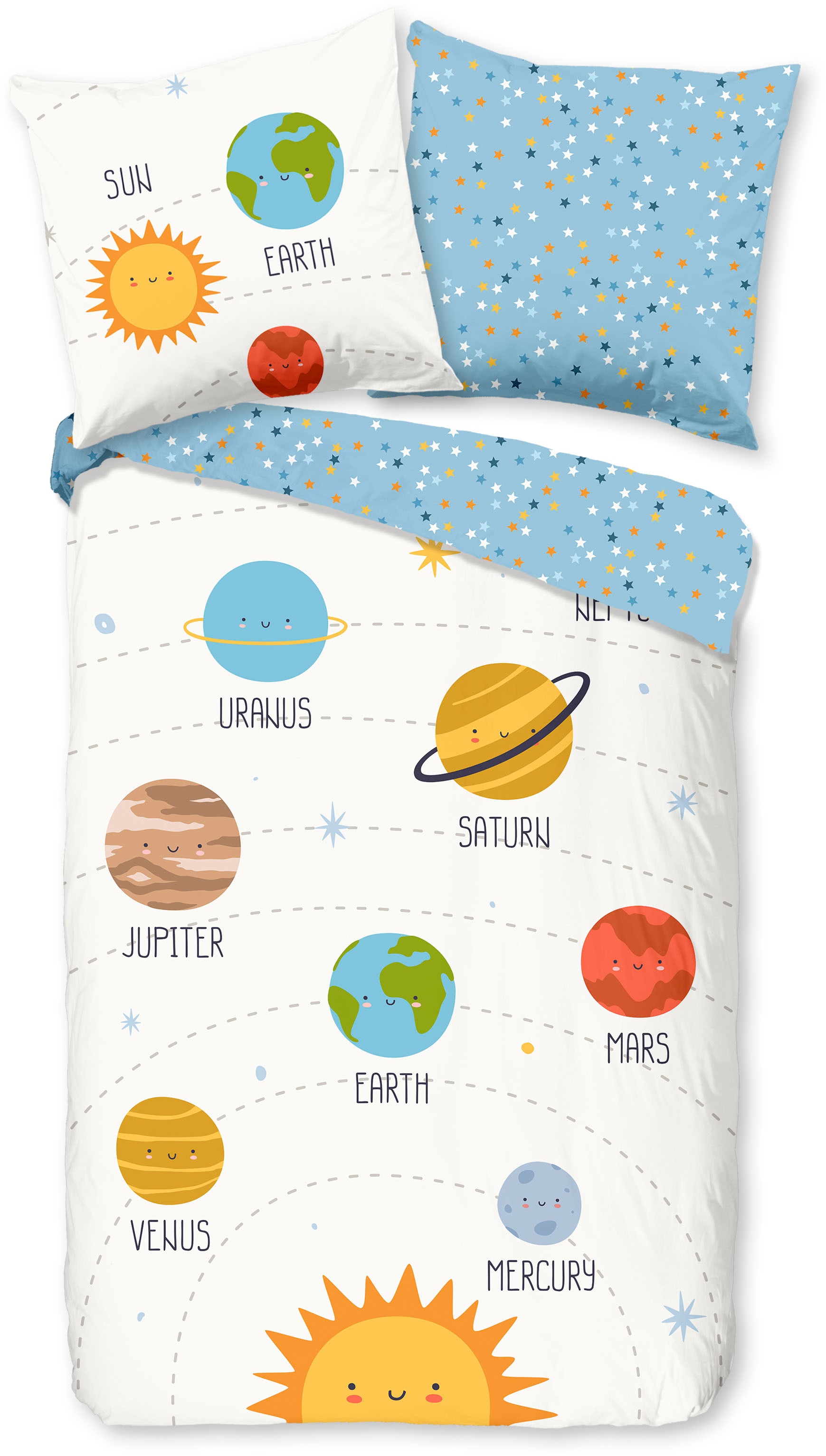 good morning Kinderbettwäsche »Astraa« 2 Stk. tlg. Baumwolle, Renforcé, Wendeoptik, Kind, Junge, Planet, Raum