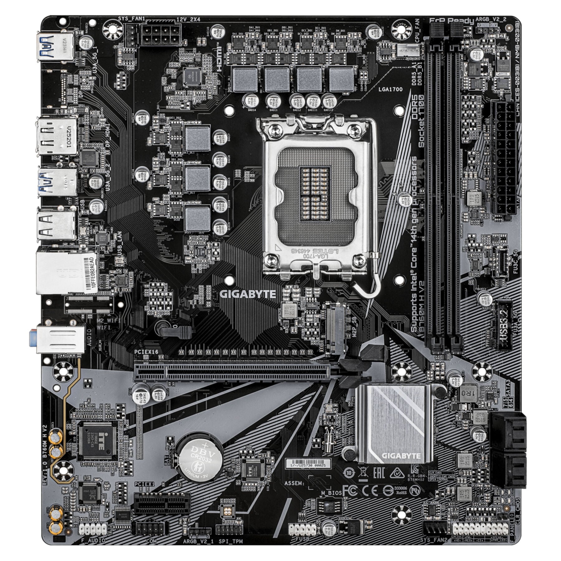 Gigabyte Mainboard »B760M H V2 Mainboard - Unterstützt Intel Core Prozessoren der 14. Gene«