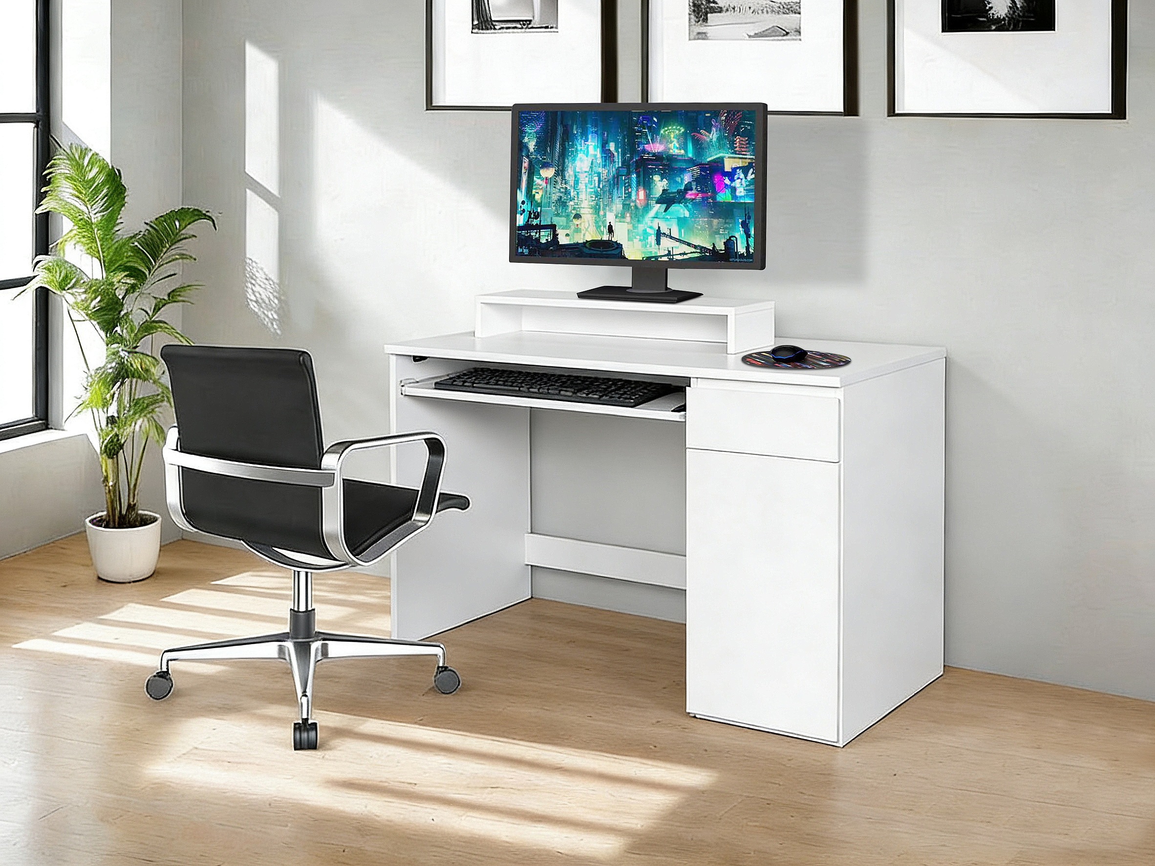 OTTO home Schreibtisch »MATTEO-SRT« mit Tastaturauszug, Monitoraufsatz und reichlich Stauraum