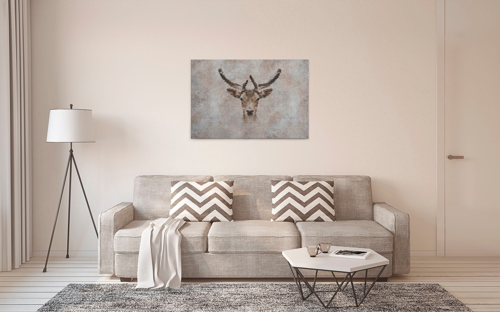 A.S. Création Leinwandbild »big three 3«, Kunst-Tiere-Kinder, (1 St.), Keilrahmen Bild Betonoptik Reh Tiere Leinwand-Bild Wohnzimmer modern