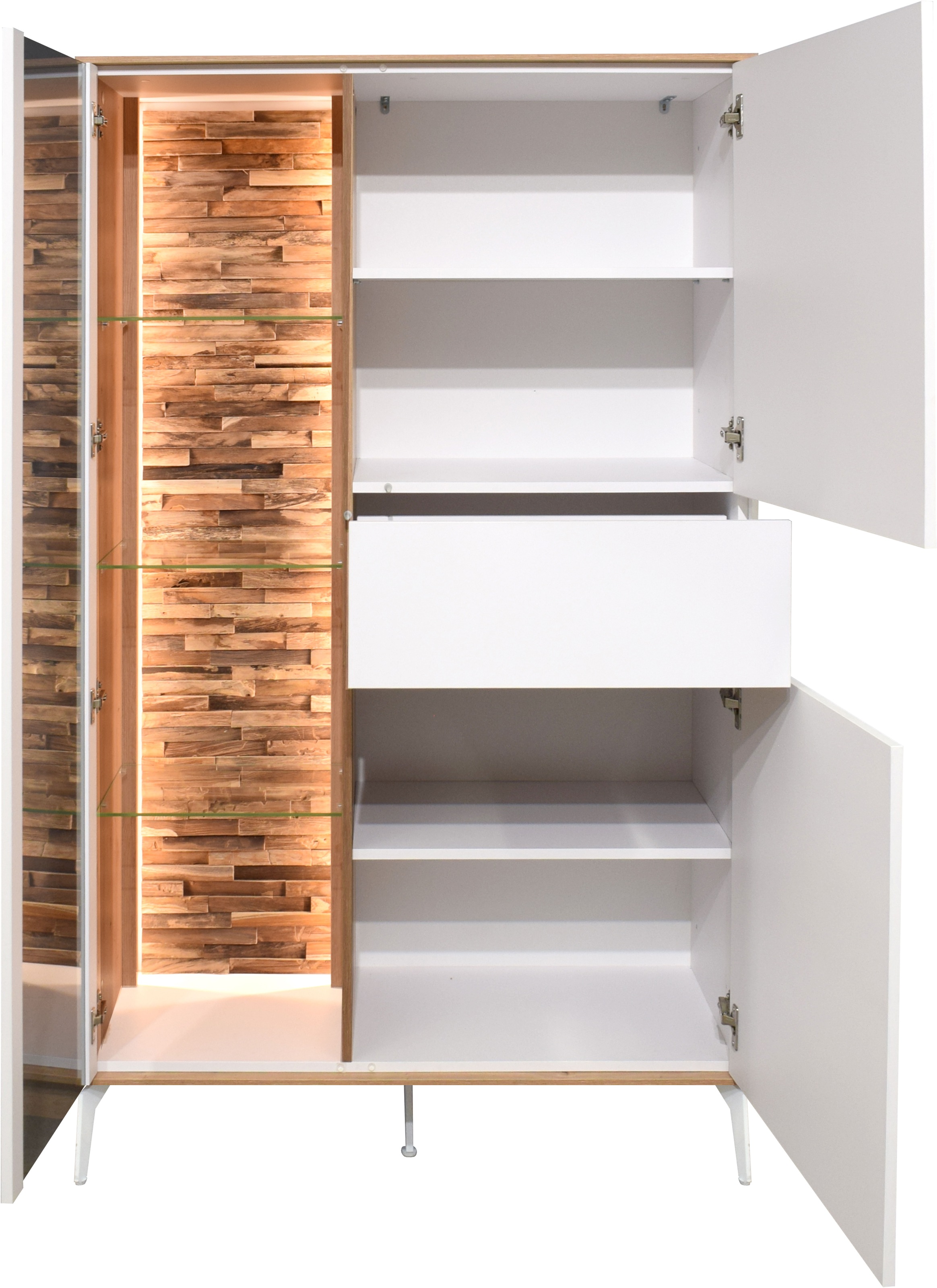 Mäusbacher Highboard, Faro Highboard B 101 cm, inkl. Beleuchtung, Push to open, Metallfüße