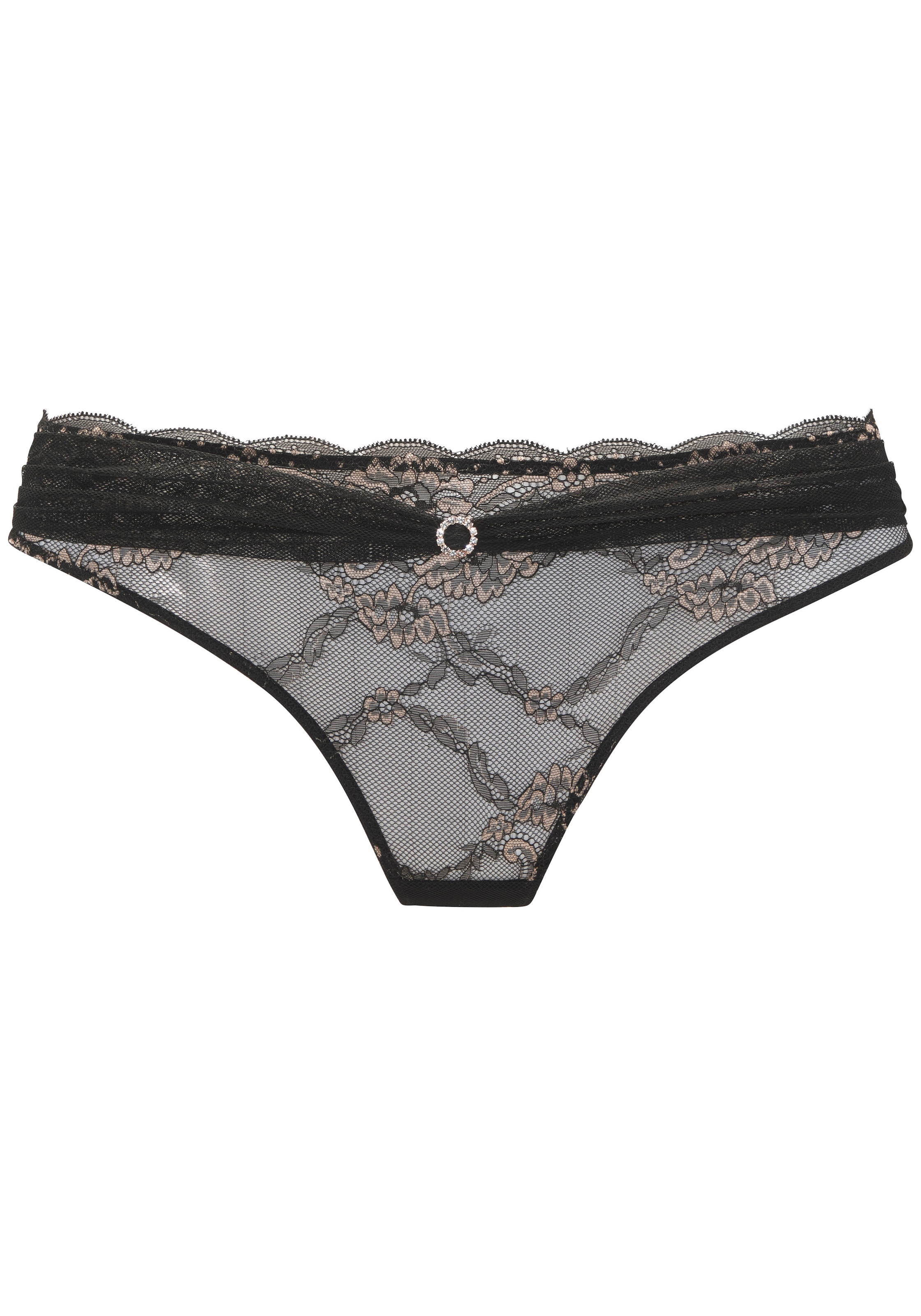 LASCANA String, aus extravaganter Spitze mit edlen Accessoires, sexy Dessous