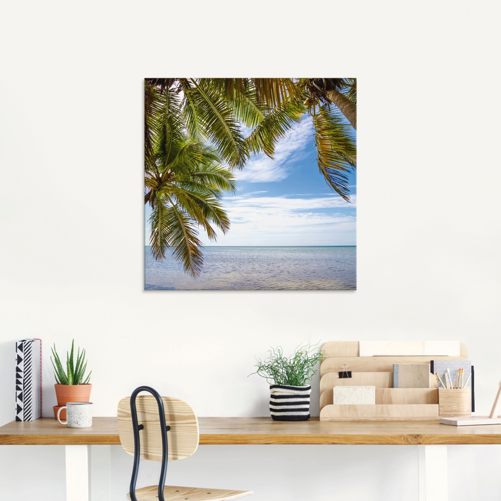 Artland Glasbild »Florida Keys Das Meer«, Bäume, (1 St.), in verschiedenen Größen