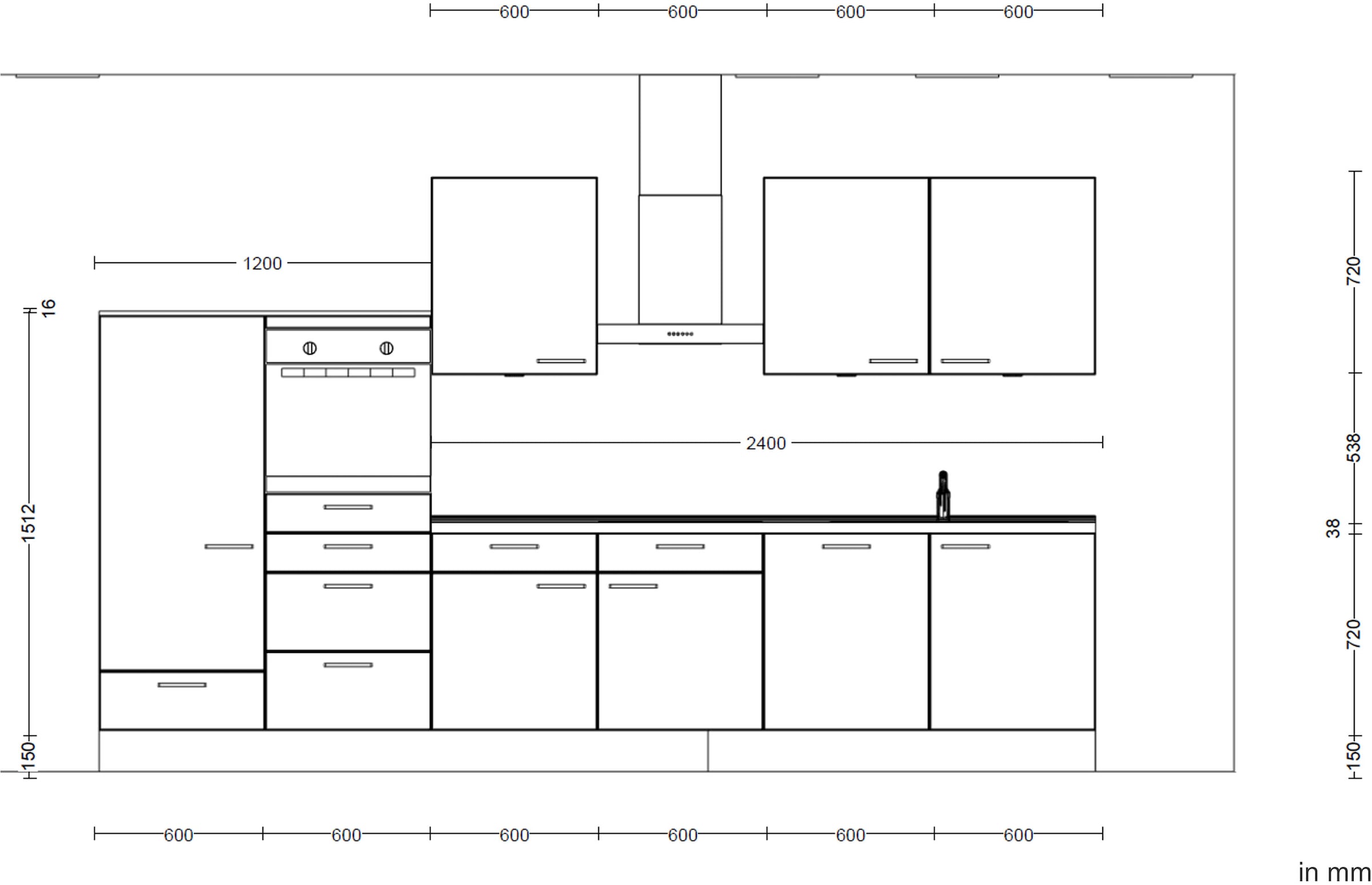 nobilia® Küchenzeile »"Easytouch I"«, vormontiert, Ausrichtung wählbar, Breite 360 cm, wahlw. mit E-Geräten