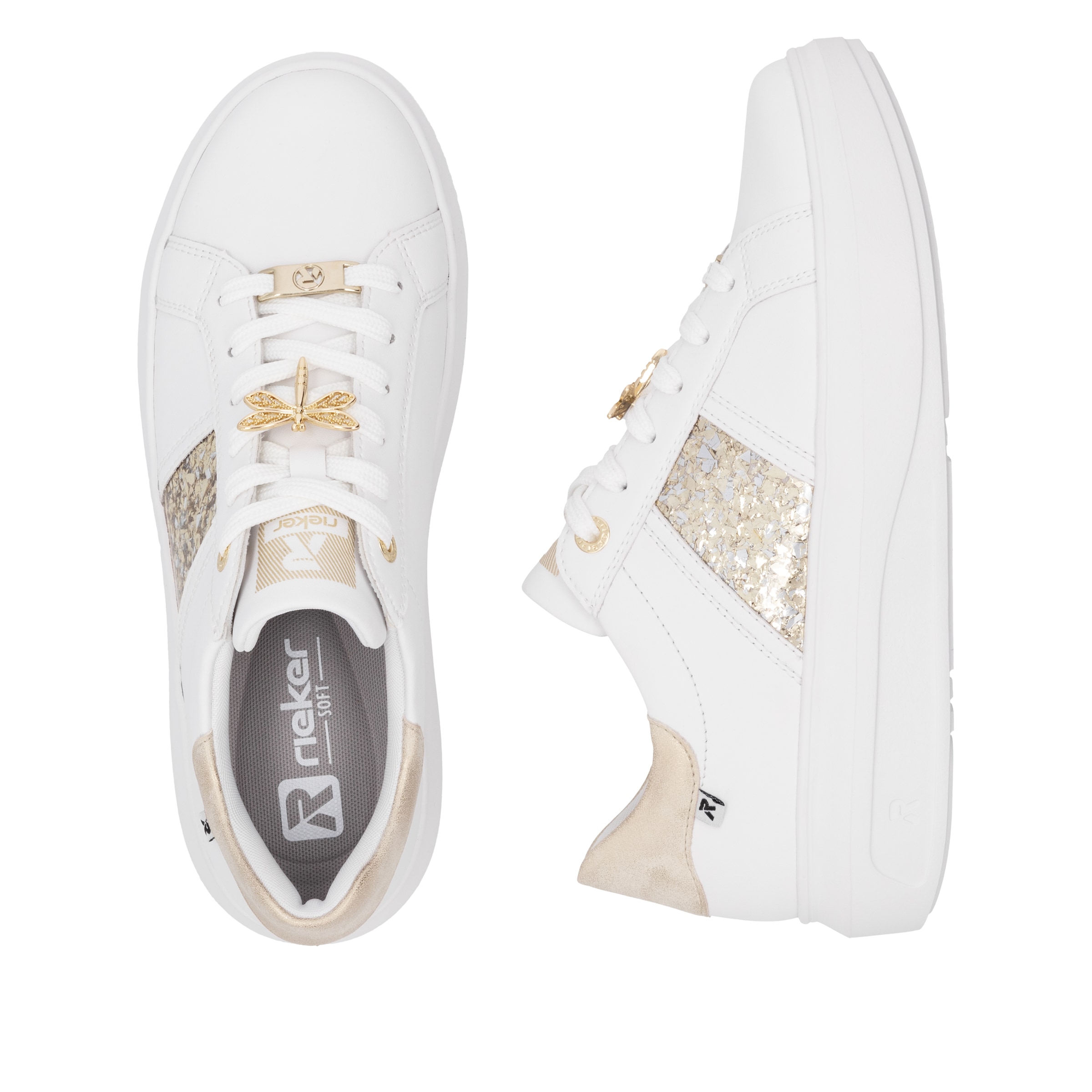 RIEKER Sport Plateausneaker  mit stylischen Metallic-Details, Freizeitschuh, Halbschuh, Schnürschuh