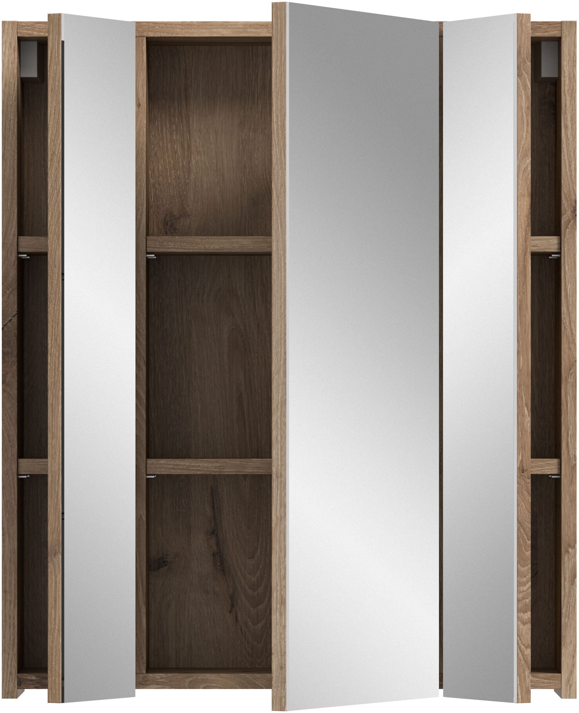 INOSIGN Spiegelschrank »Malmö, Breite 60 cm, 3 Spiegeltüren, 9 Fächer, 6 Einlegeböden« 1 Stk. tlg. Florenz, Spiegelschrank 3-Türig, Nox Oak NB, 9 Fächer