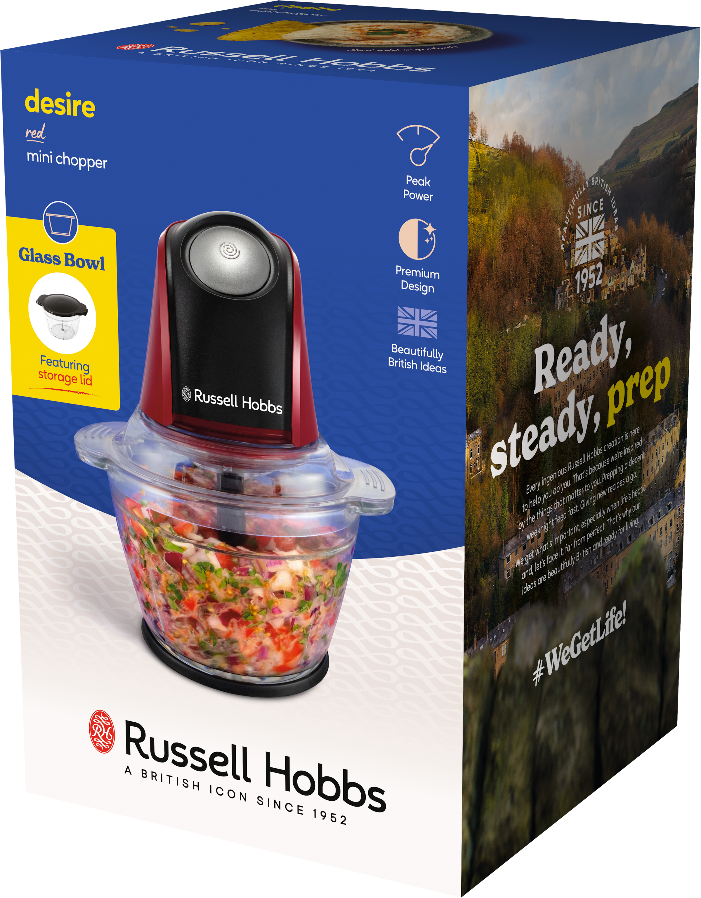 RUSSELL HOBBS Zerkleinerer »Desire 27130-56, 1L Glasbehälter mit Anti-Rutsch-Boden«, 350 W, spülmaschinengeeignetes Edelstahl Messer