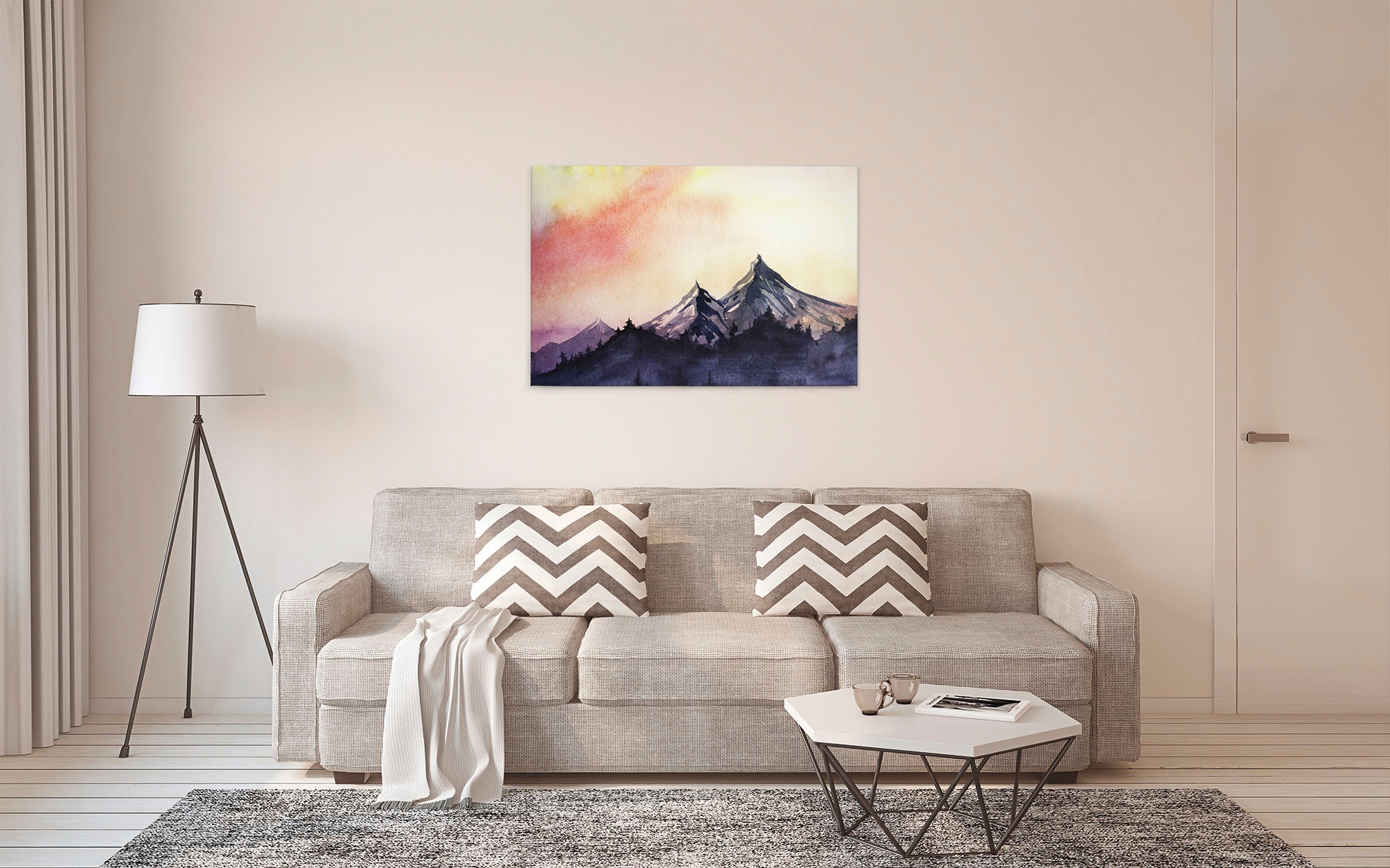 A.S. Création Leinwandbild »Mountain Paint«, Kunst-Wald-Kinder, (1 St.), Berg Bild Landschaft Keilrahmen Leinwand-Bild Wohnzimmer modern Kinder