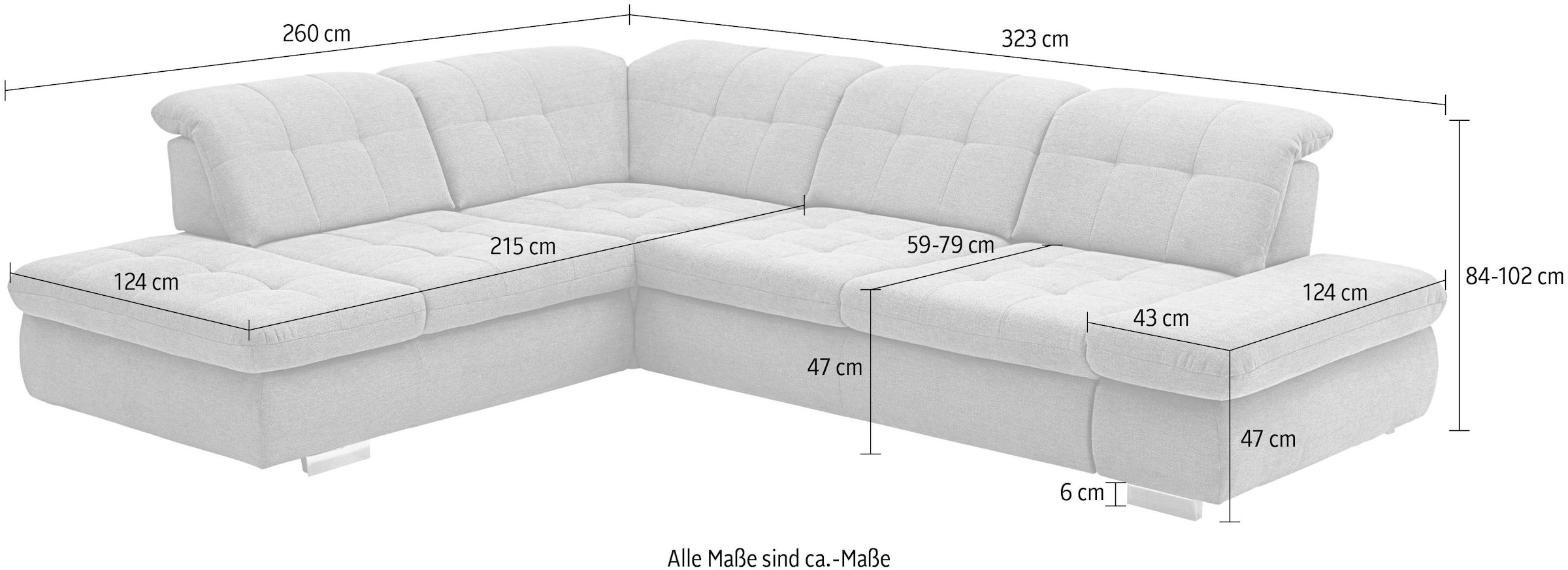 Die PlanBar Ecksofa »MP-IN17004 L-Form, Breite 323 cm, mit Kaltschaum-Polsterung« inkl. Sitztiefenverstellung, wahlweise weitere Funktionen