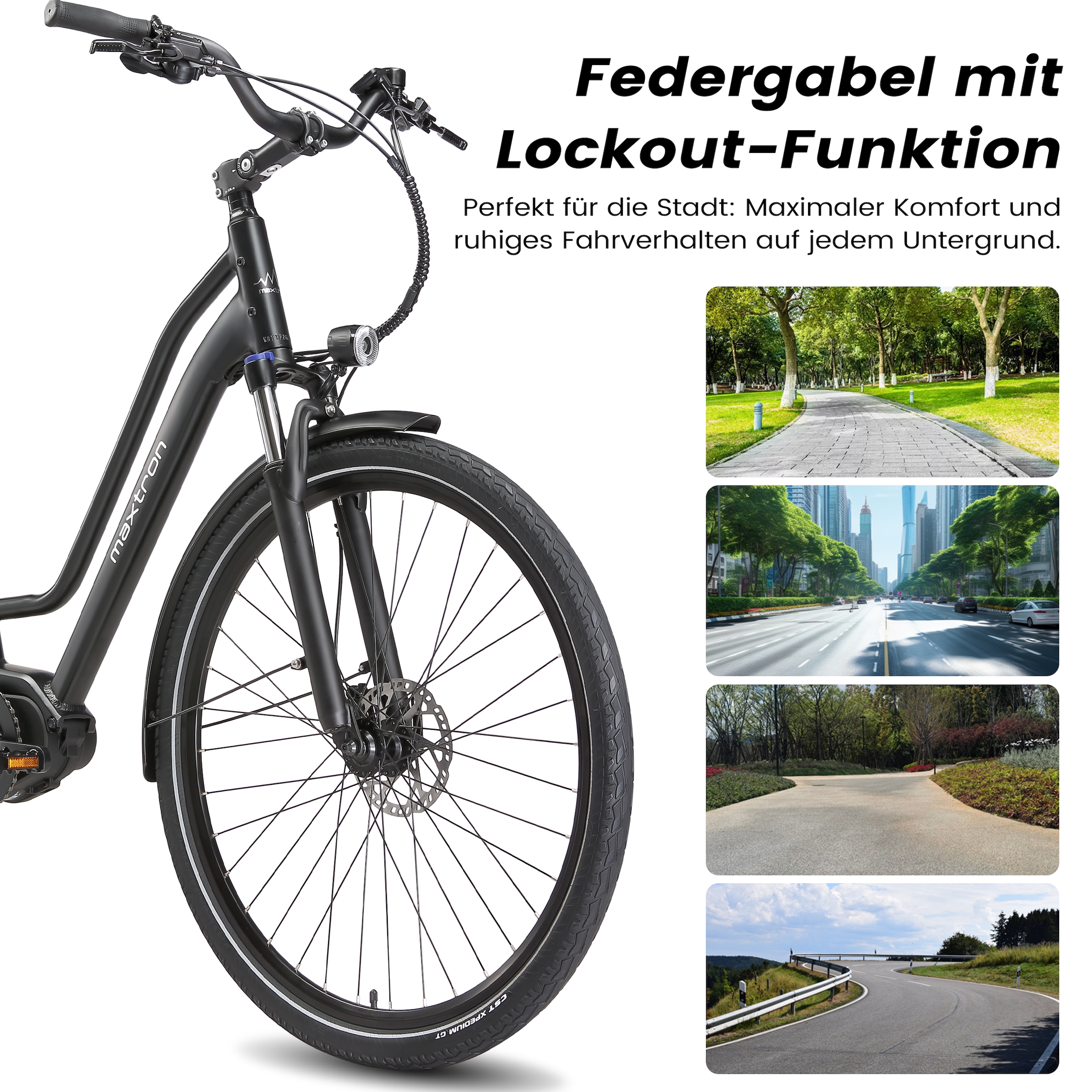 Maxtron »Maxtron Urban 8 City-E-Bike 28 Zoll« 7 Gang Shimano Kettenschaltung Mittelmotor 250 W (mit integr. Akku), Elektrofahrrad für Alltag und Einkauf