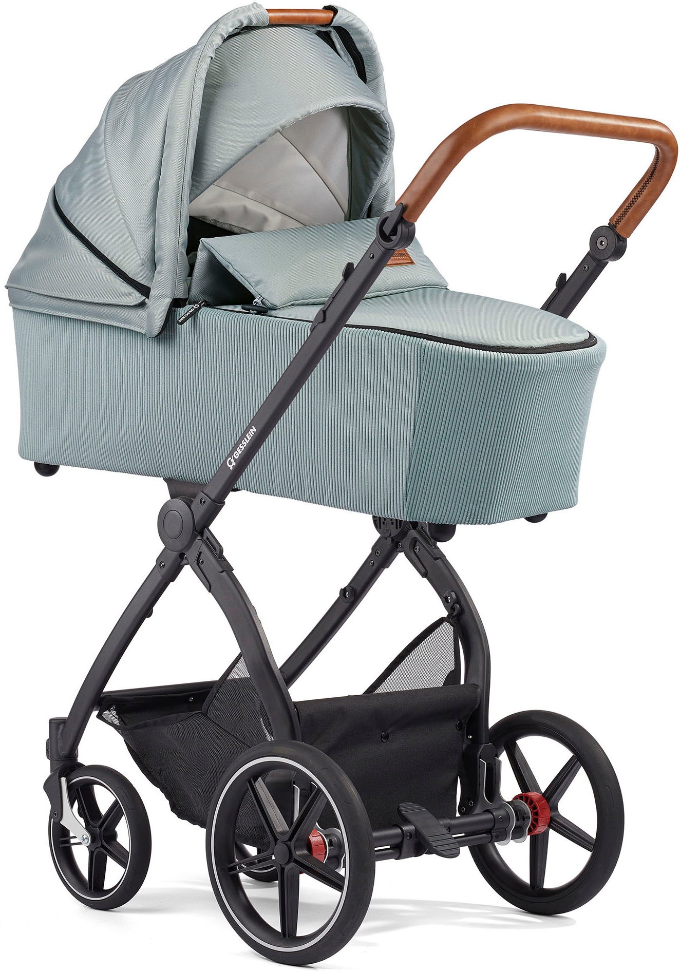 Gesslein Kombi-Kinderwagen »FX4 Soft+ mit Aufsatz Life, schwarz/cognac, eisblau«, mit Babywanne C3 und Babyschalenadapter