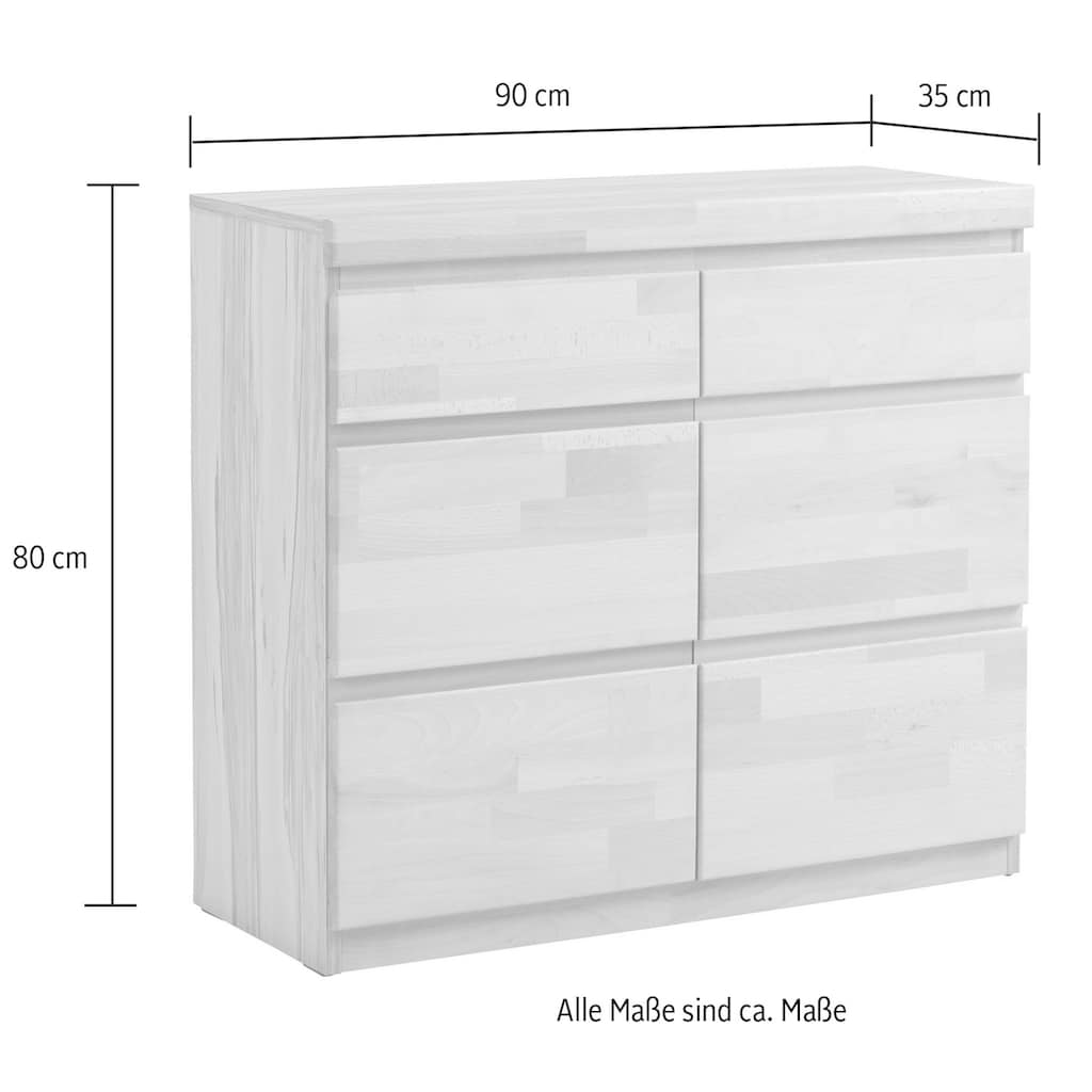 Woltra Sideboard »OSLO«, Breite ca. 90 cm, Teilmassiv