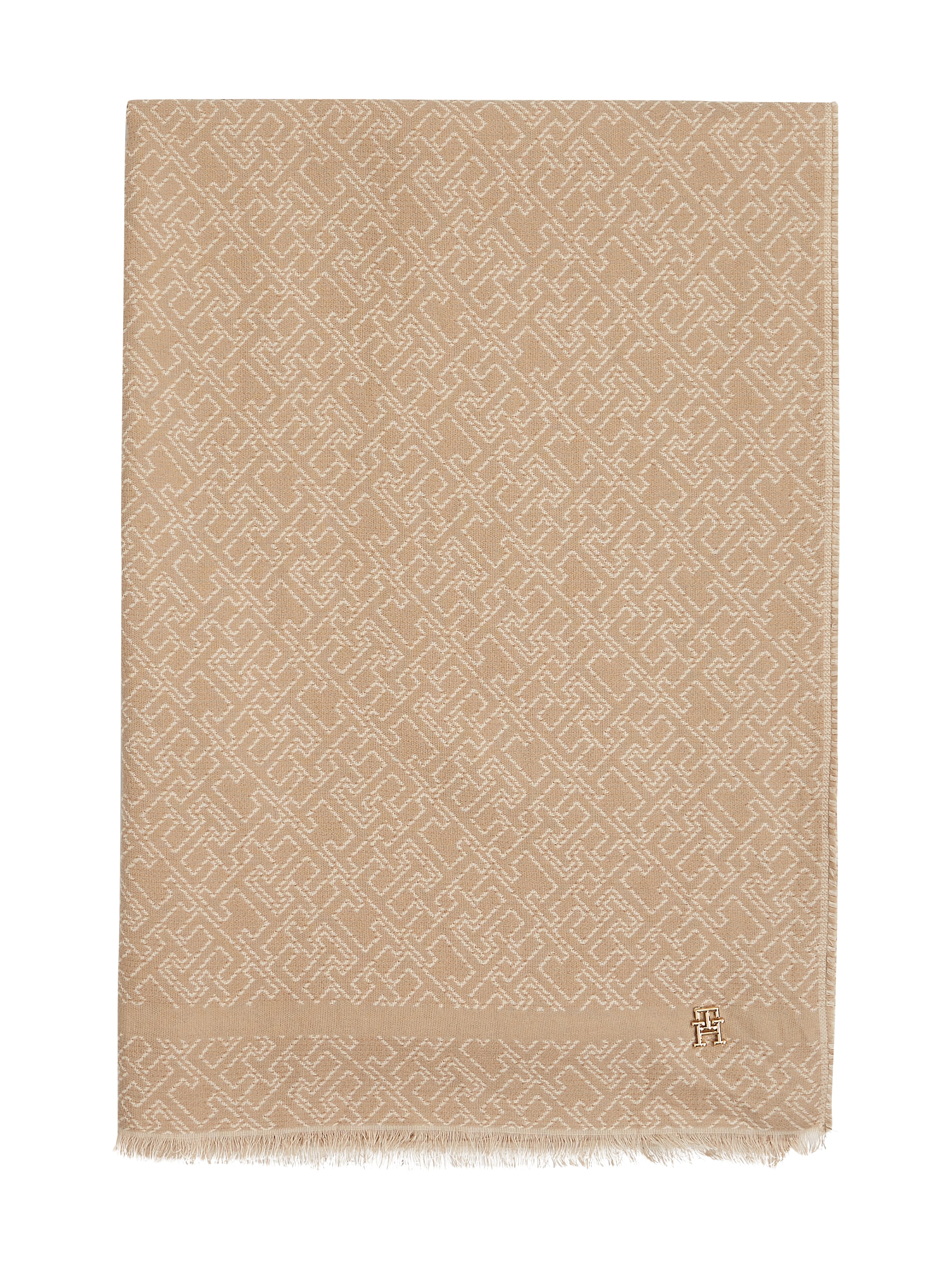 Tommy Hilfiger Schal »TH MONOGRAM SCARF«, Monogramprint, Markenlogoemblem aus Metall