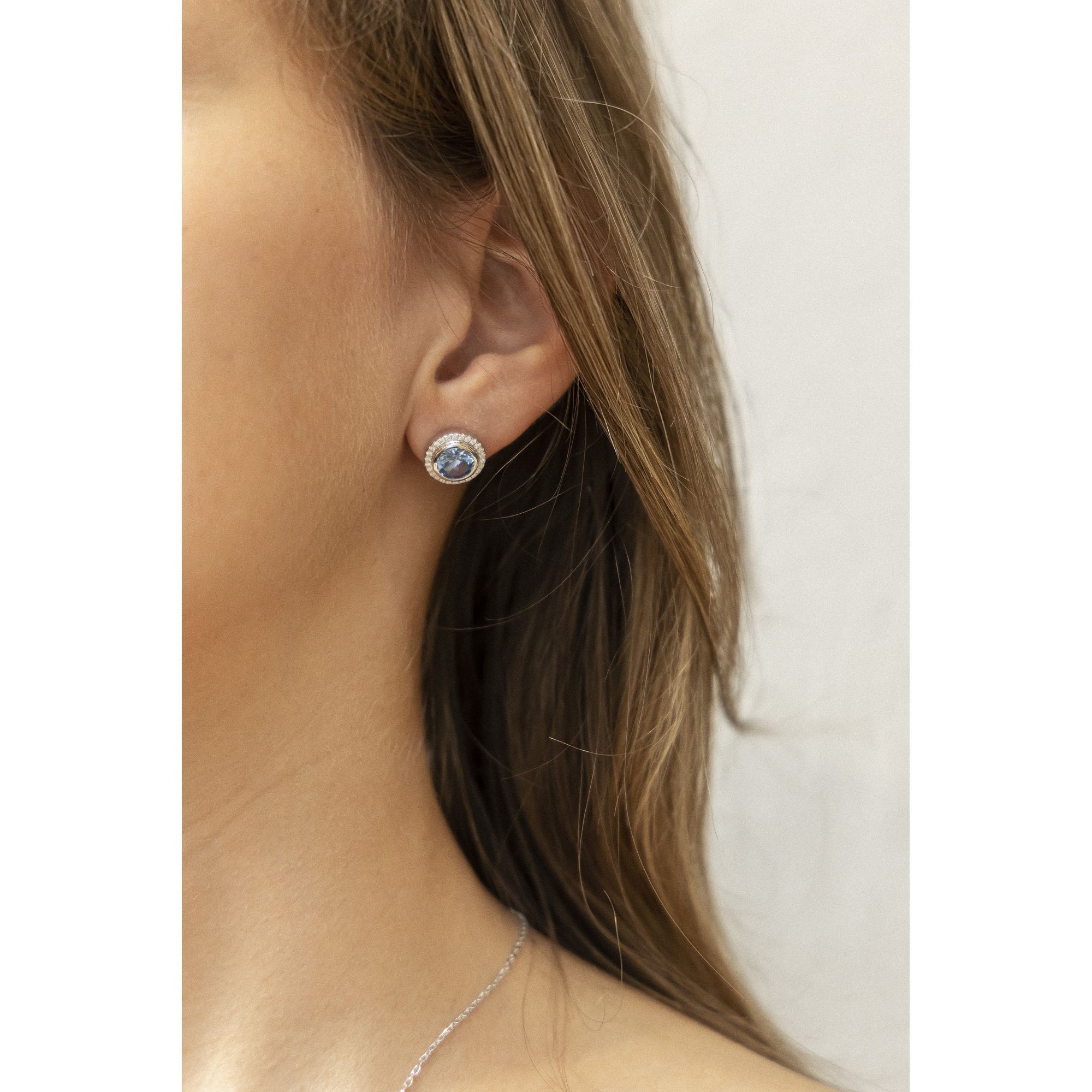 CELESTA Paar Ohrstecker »925/- Sterling Silber Zirkonia & sy. Blautopas«