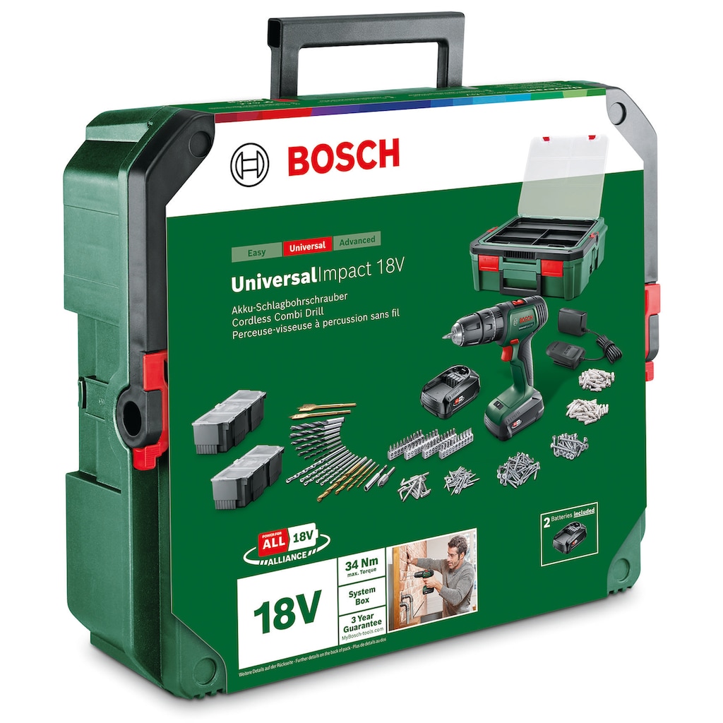 Bosch Home & Garden Akku-Schlagbohrschrauber »UniversalImpact 18V+ Systembox«, (Set)