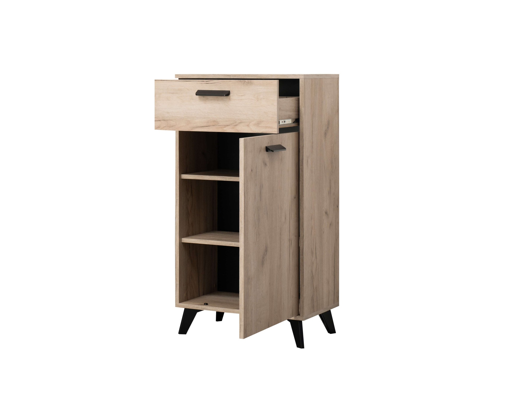 INOSIGN Schuhschrank »Umbria, Schuhkommode, Schuhregal, mit einer Schublade, Höhe 101 cm«, in Grau Eiche, mit einer Schublade, mit schwarzen Beinen