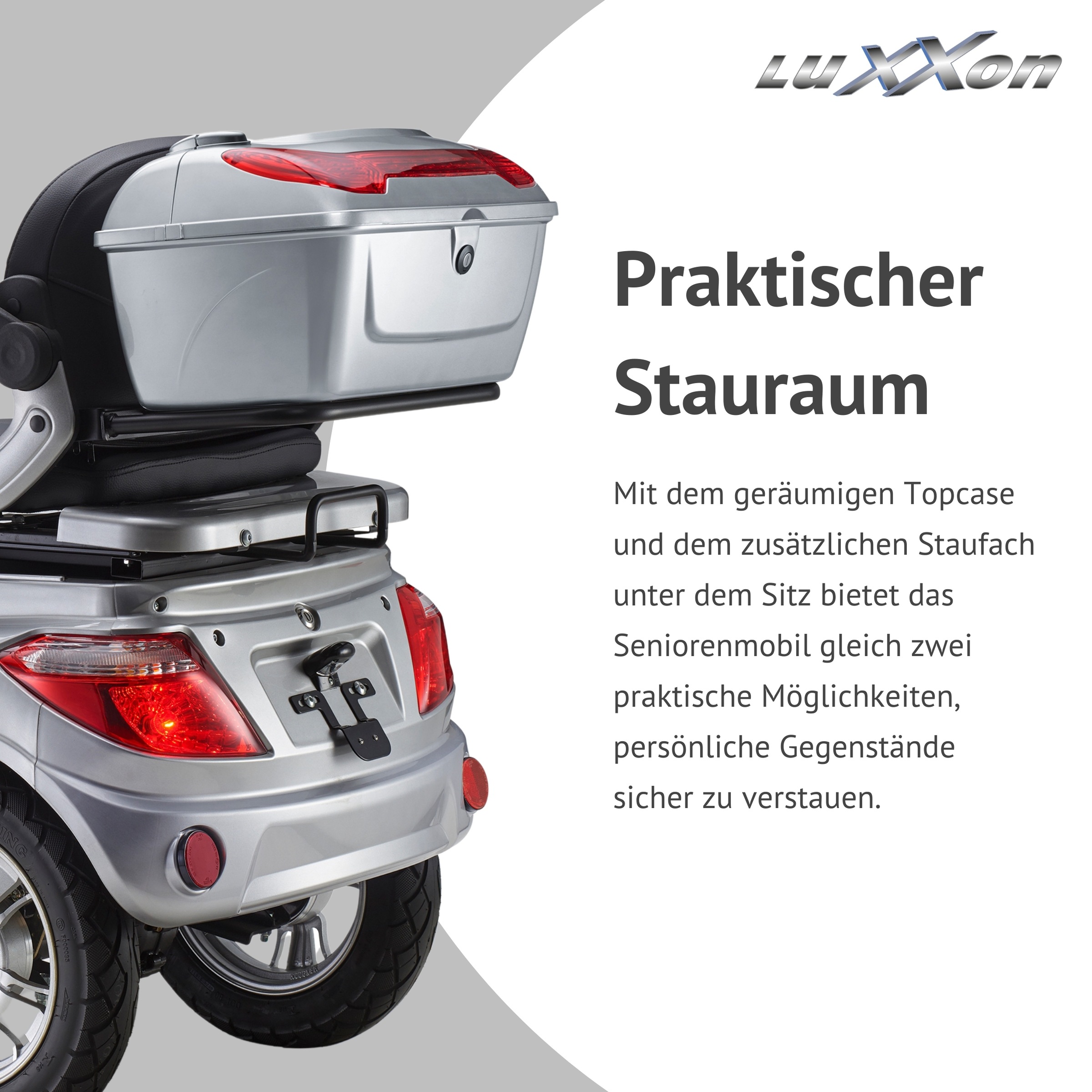 Luxxon Elektromobil »LuXXon Seniorenmobil E4900« 20 km/h Elektromobil mit Topcase, ohne Helmpflicht,  1.000 W, Seniorenmobil mit 4 Räder, Elektroroller für Senioren