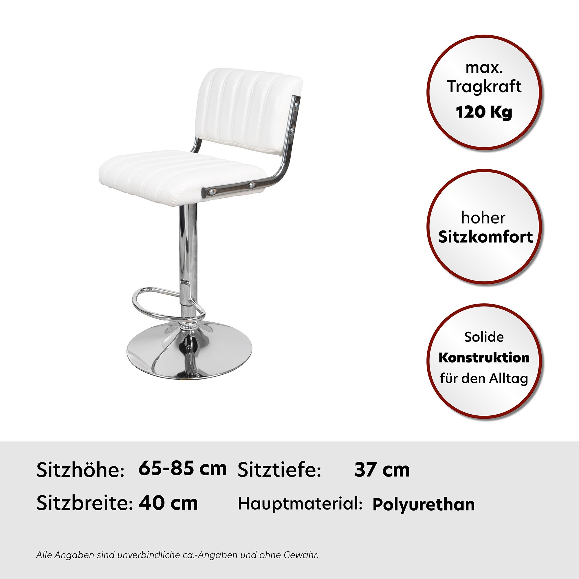 Kayoom Hochstuhl »Barstuhl Midnight 725 2er-Set,in Leder-Optik Barhocker«, (Set), 2 St., pflegeleicht, höhenverstellbar, komfortabel, drehbar
