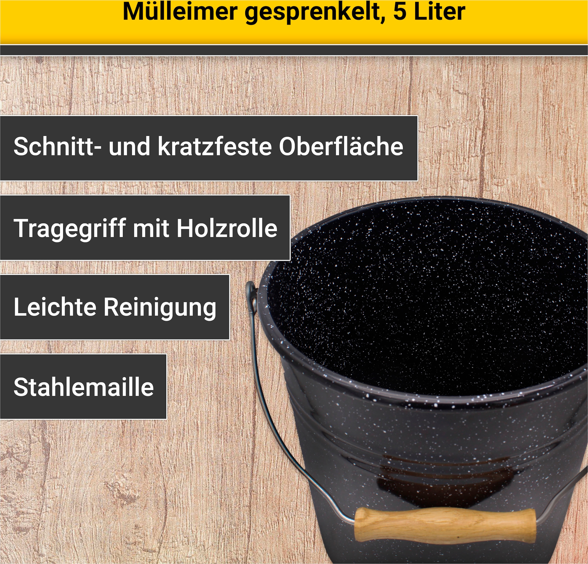 Krüger Mülleimer »Emaille Mülleimer mit Deckel«, schnitt- / kratzfeste Oberfläche, bakterienabweisend, extrem langlebig