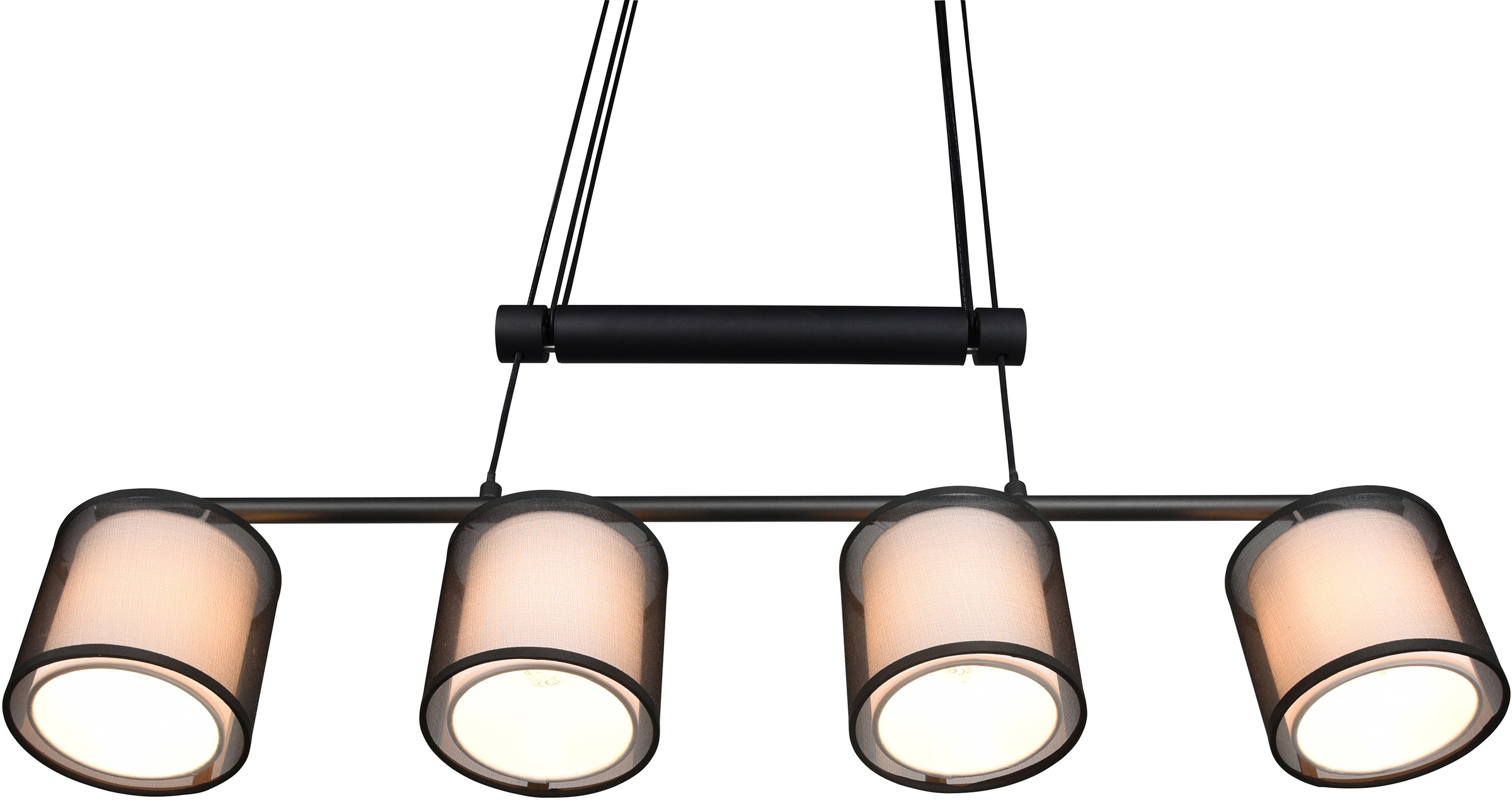 Places of Style Pendelleuchte »Liotta«, 4 flammig, Leuchtmittel E14 | Leuchtmittel wechselbar, 4-flammig mit Doppelschirmen, höhenverstellbar, transp. Organza-Schirm