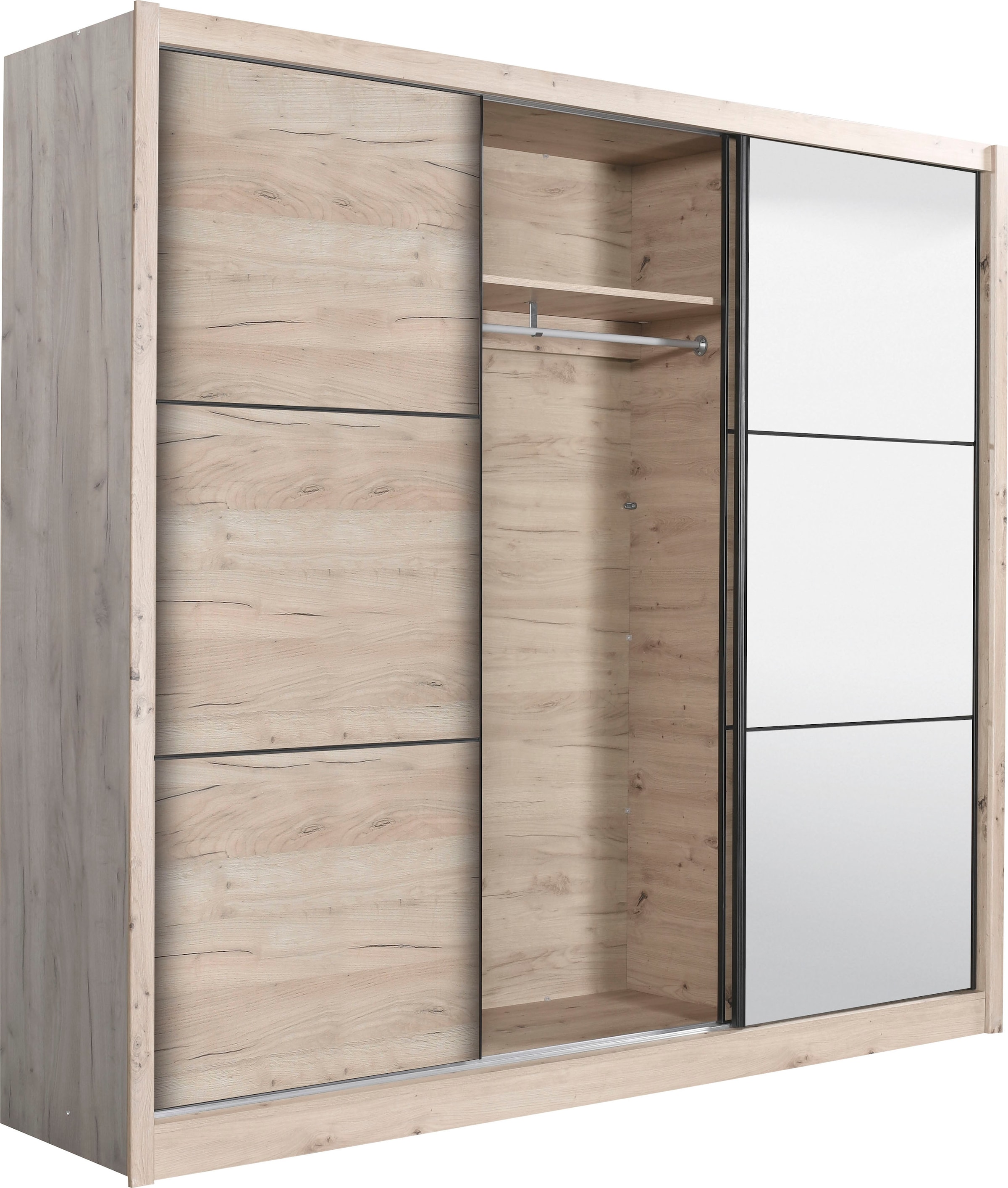 INOSIGN Schwebetürenschrank »Navara Kleiderschrank mit Spiegel Wäscheschrank Garderobe«, mit großzügiger Innenausstattung, FSC®-zertifiziert, in 3 Breiten