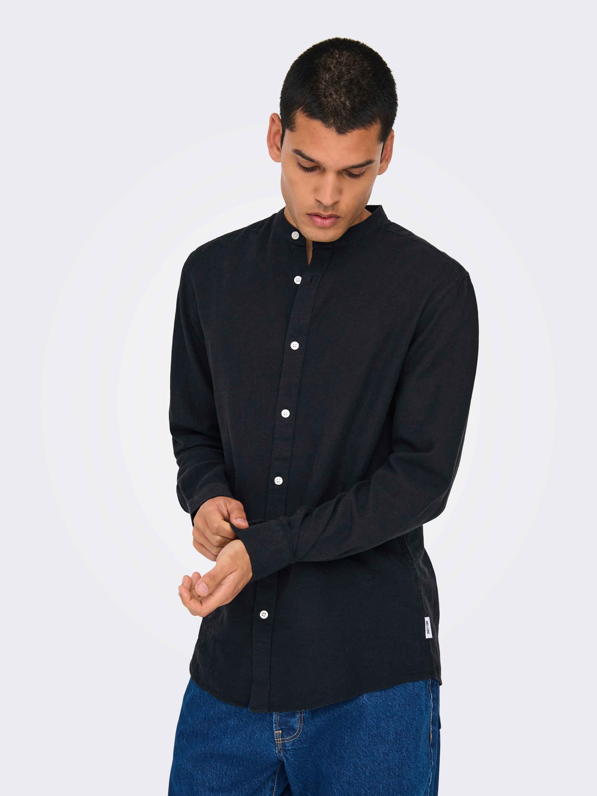 ONLY & SONS Langarmhemd »ONSCAIDEN LS SOLID LINEN MAO SHIRT NOOS«