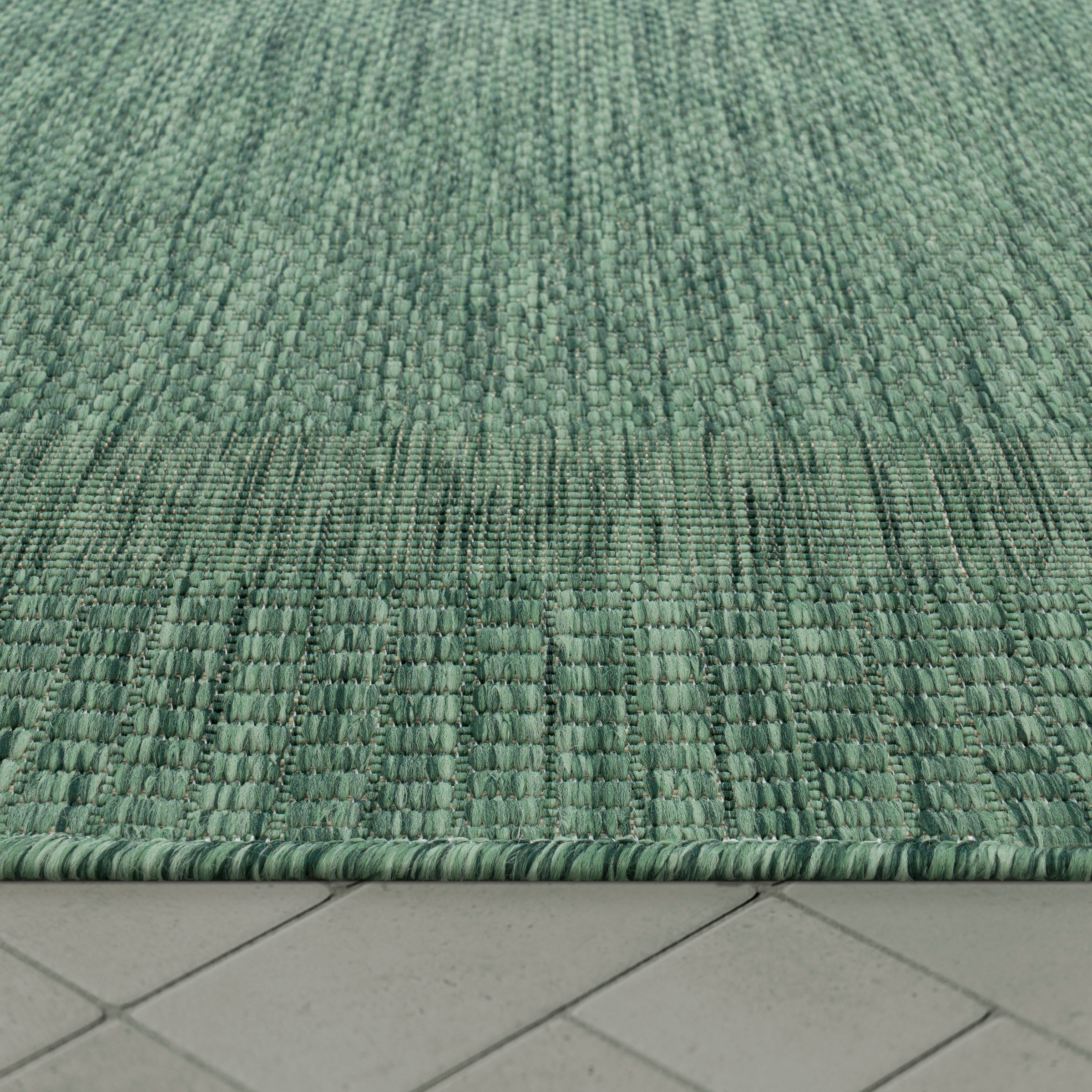 Paco Home Teppich »Roma 272«, rechteckig, 4 mm Höhe, Flachgewebe, meliert, mit dezenter Bordüre, In- und Outdoor geeignet