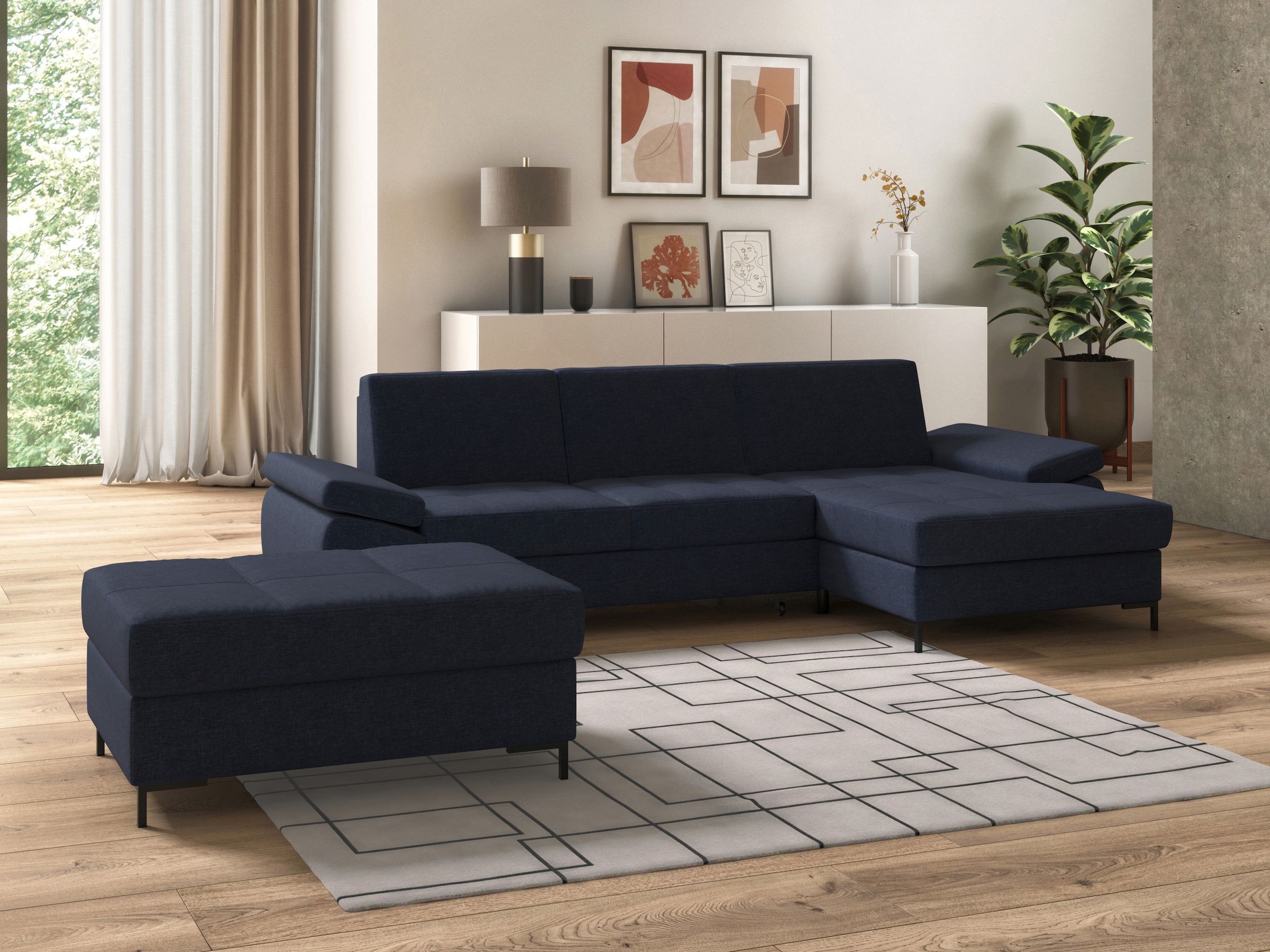 DOMO collection Ecksofa »Capelo, komfortabel, klare Linien zeichnen dieses Design aus, L-Form«, mit Armteilverstellung, wahlweise mit Bettfunktion, Federkern