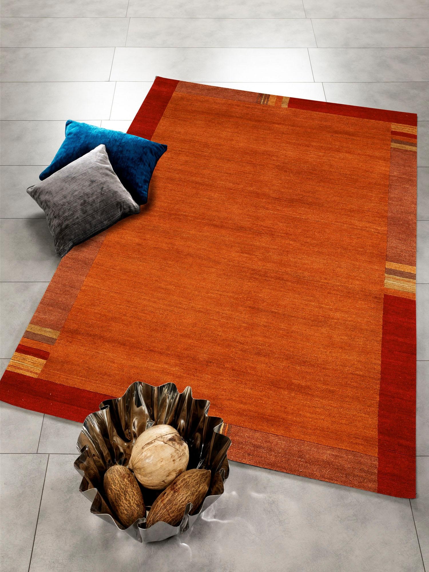 Handgeknüpfter Naturteppich  Sensation Silk Lakir ¦ orange ¦ Wolle ¦ Maße ( günstig online kaufen
