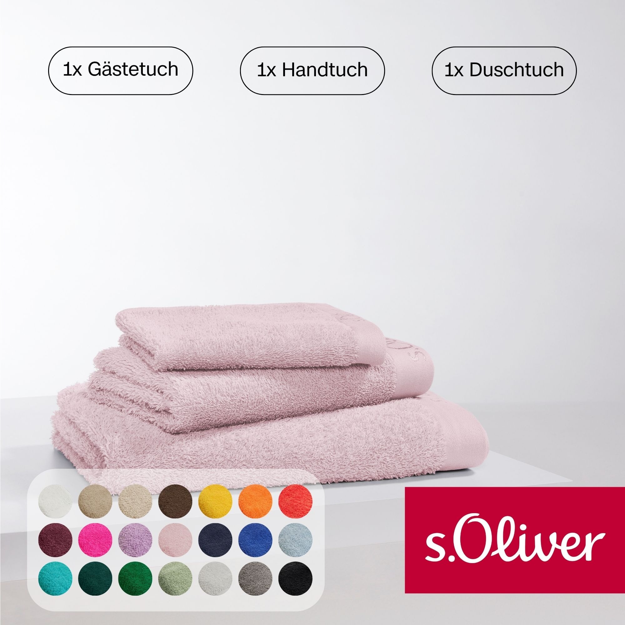 s.Oliver Handtuch Set »s.Oliver, Premium Qualität, 600 gr/m²,«, (Set, 3 St., 1 Gästetuch 30x50 cm-1 Handtuch 50x100 cm-1 Duschtuch 70x140 cm), 1 Gästetuch 30x50 cm, 1 Handtuch 50x100 cm, 1 Duschtuch 70x140 cm
