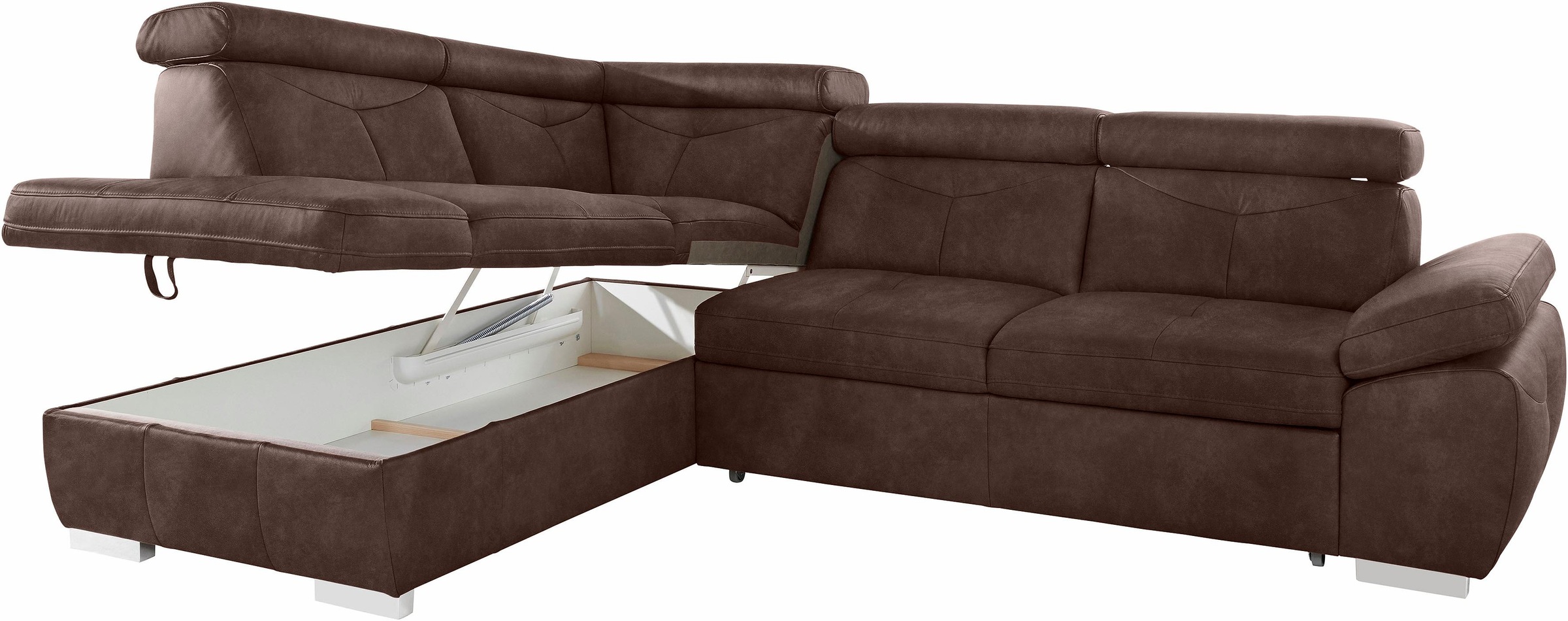 exxpo - sofa fashion Ecksofa »Spring, super bequem und komfortabel mit Armteil- und Kopfteilfunktion«, wahlweise mit Bettfunktion und Bettkasten, L-Form