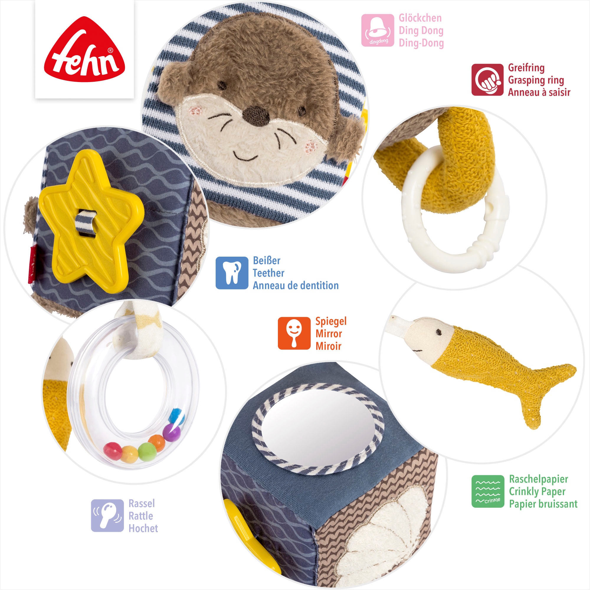 Fehn Greifspielzeug »Otter Theo, Activity-Würfel Otter«, mit Befestigungsring