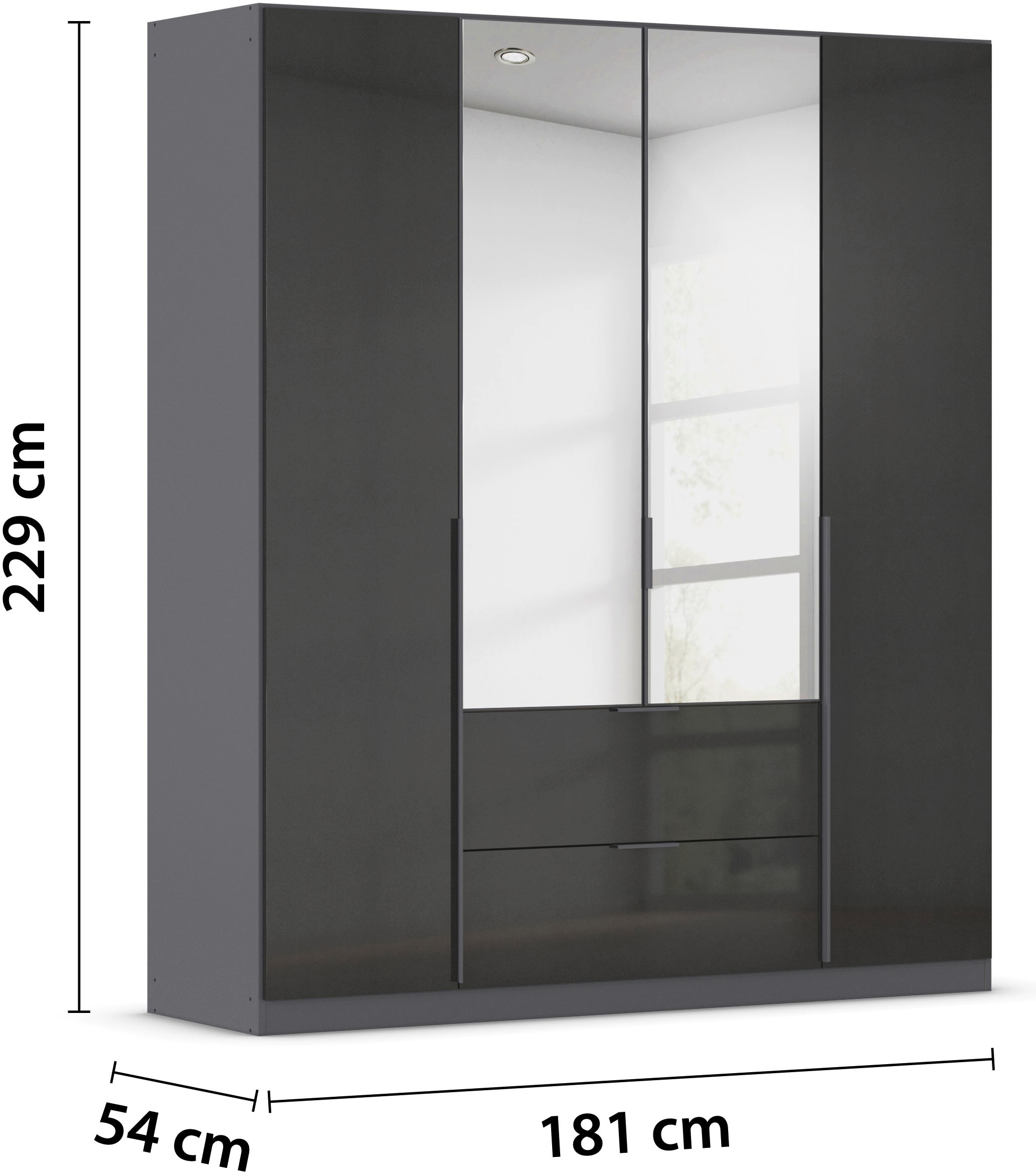rauch Drehtürenschrank »Kleiderschrank Schrank Garderobe AGORDO mit Dekor- oder Hochglanzfront«, (in zwei Griff-Farben mit Dekor- oder Hochglanzfront), mit Außenschubkästen, in 6 Breiten und 2 Höhen MADE IN GERMANY