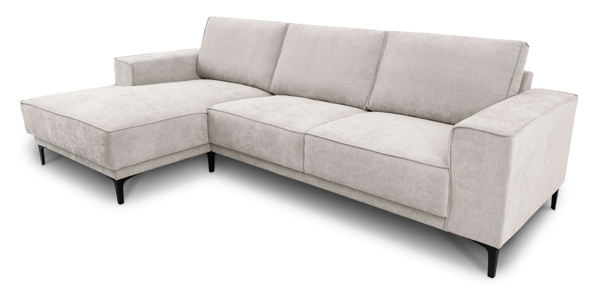 Places of Style Ecksofa »Polsterecke Oland, Struktur, Flachgewebe, Luxus-Microfaser, Boucle«, L-Form, 280 cm, Wellenunterfederung, Skandi-Design, Metallfüße