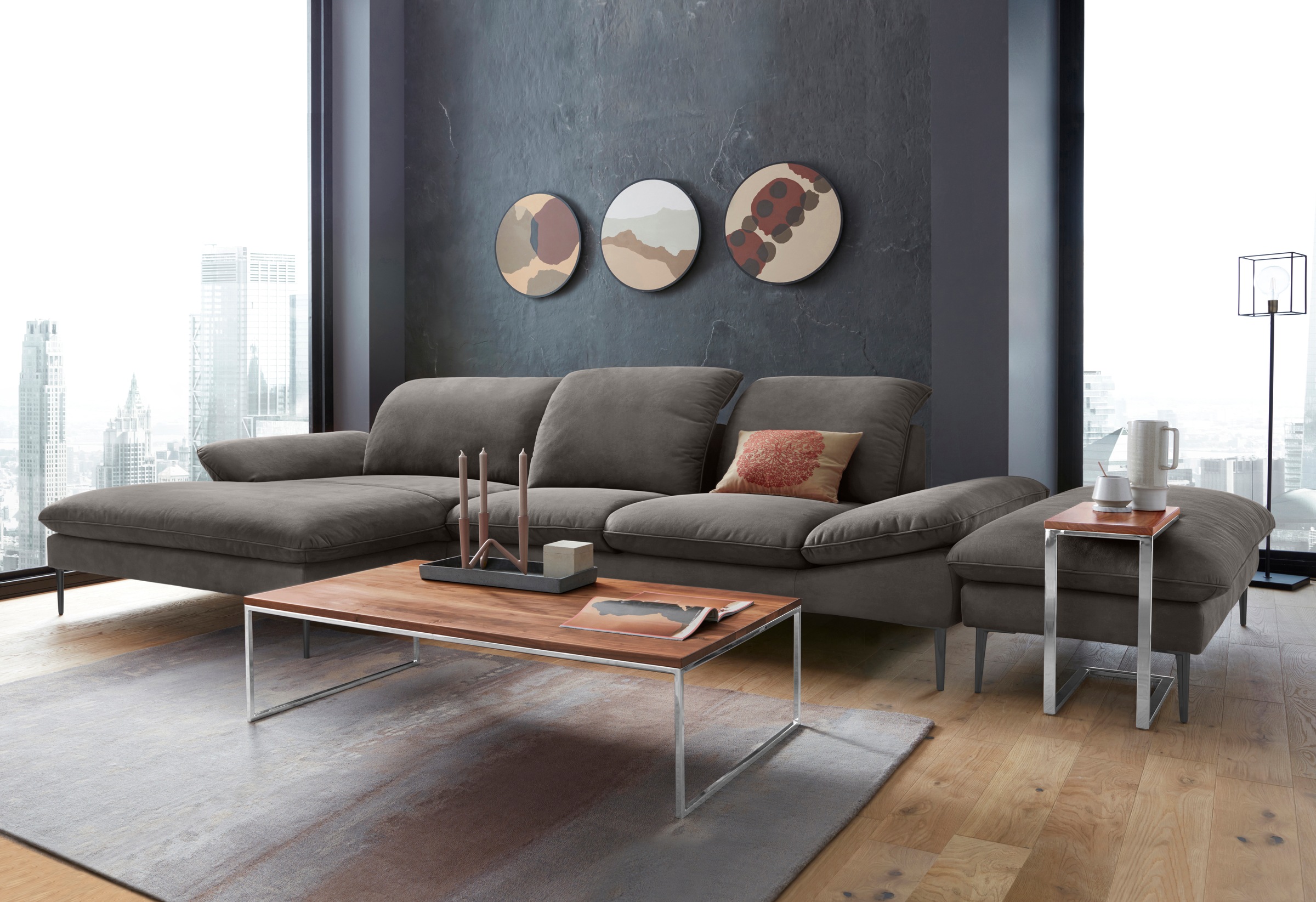 W.SCHILLIG Ecksofa »enjoy&MORE, Designsofa, bequem, zeitlos und elegant, L-Form«, Sitztiefenverstellung, Füße schwarz pulverbeschichtet, Breite 340 cm