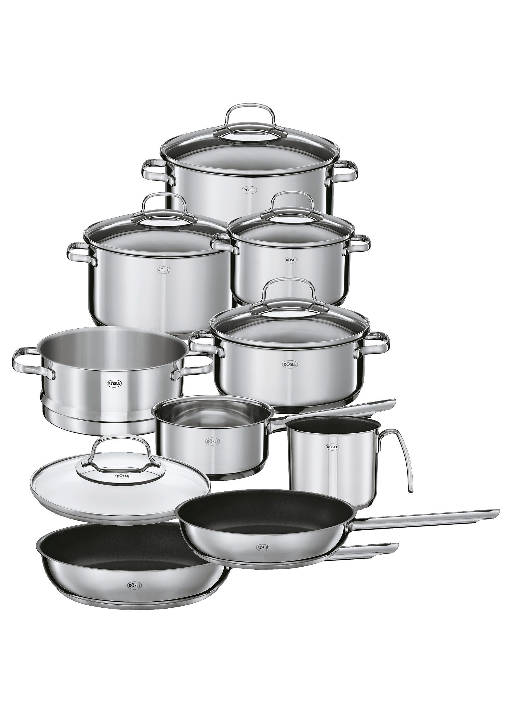 RÖSLE Topf-Set »ELEGANCE«, Edelstahl 18/10, (Set, 14 tlg., Bratentopf 20cm, günstig online kaufen