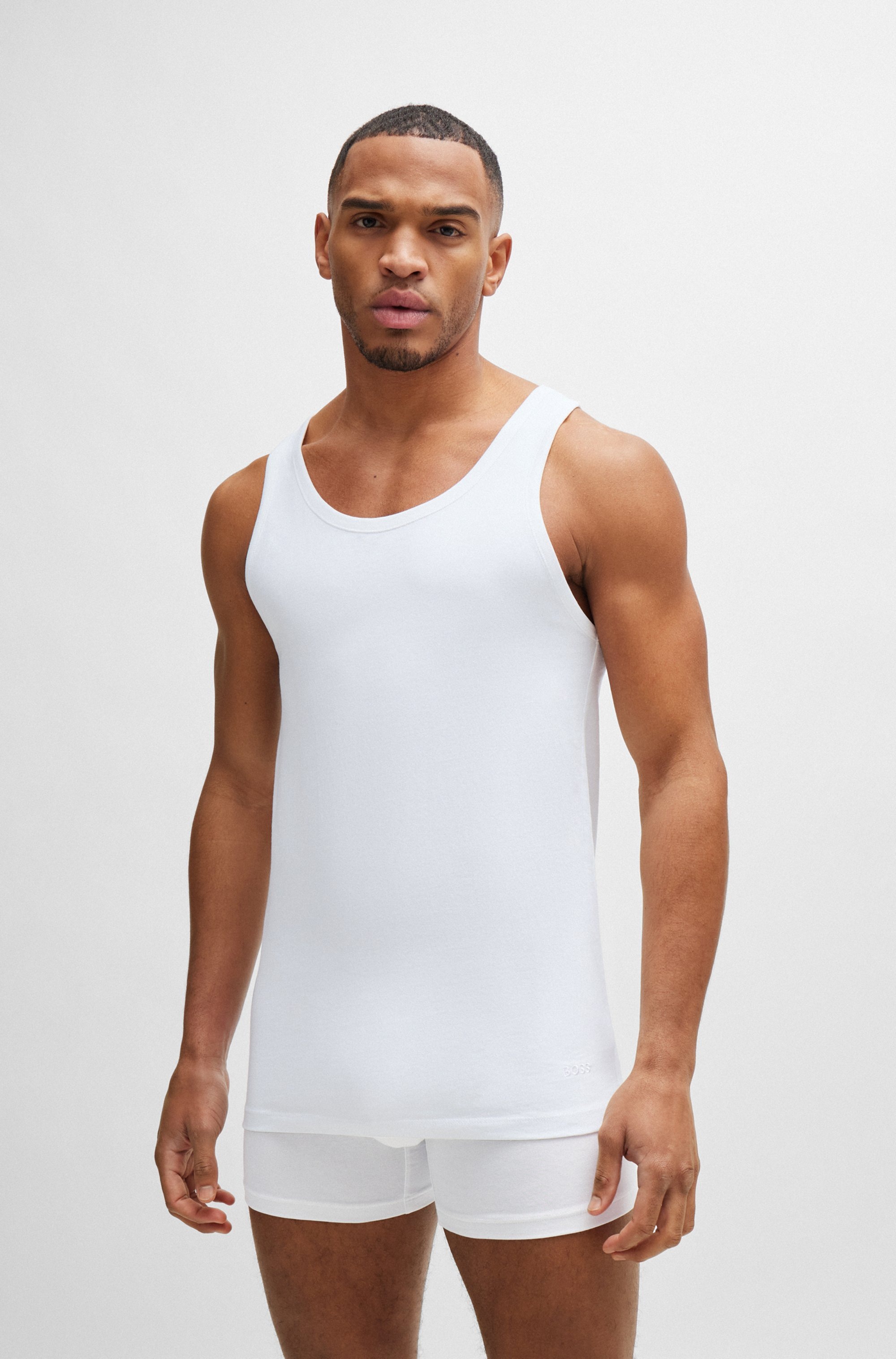 BOSS Unterhemd »Tank Top 3P CO«, (Packung, 3 St.), mit Rippbündchen