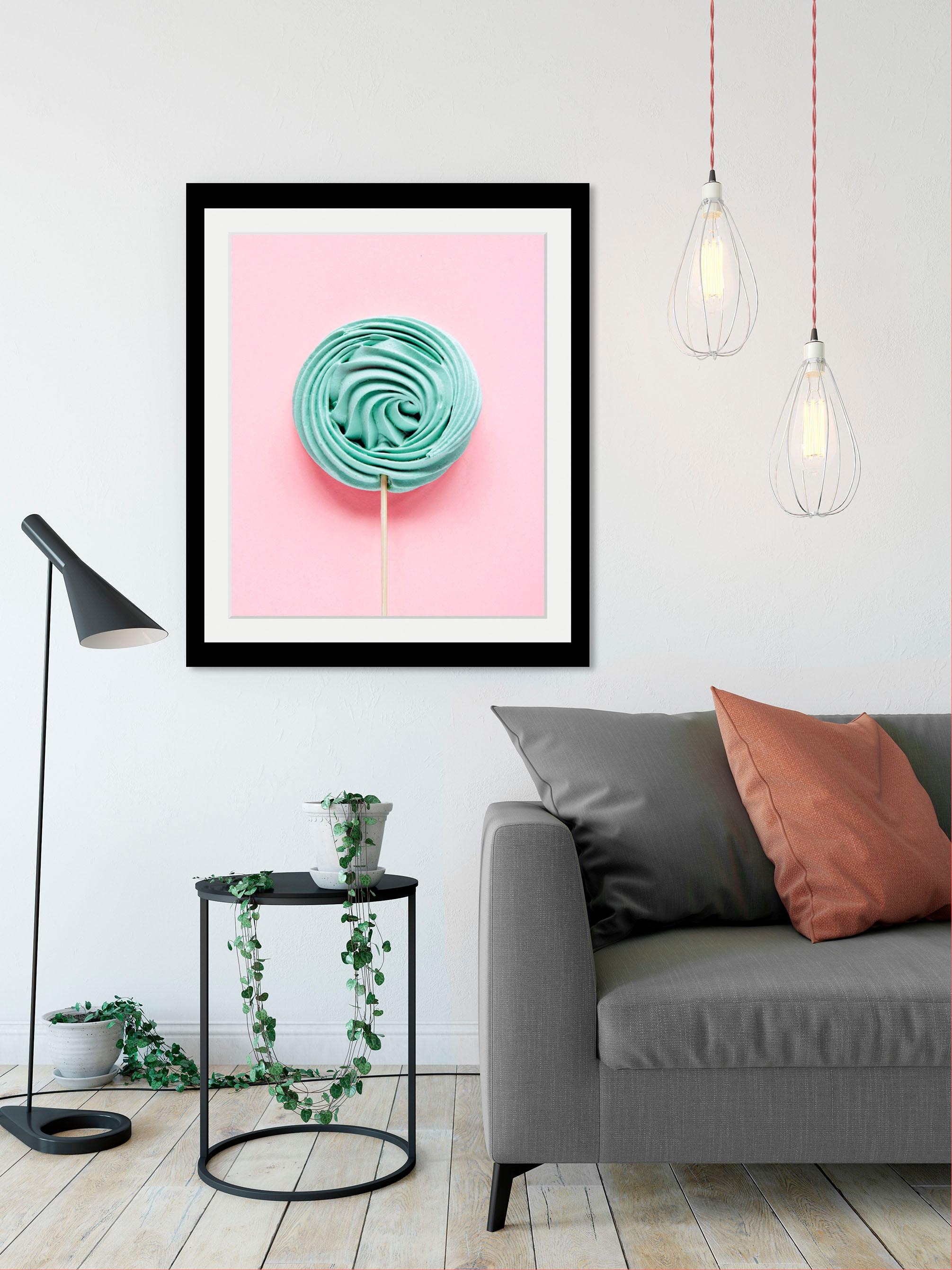 queence Bild »Lolli«, Süßigkeiten-Süßspeisen-Lebensmittel, HD Premium Poster-Druck inkl. Holzrahmen