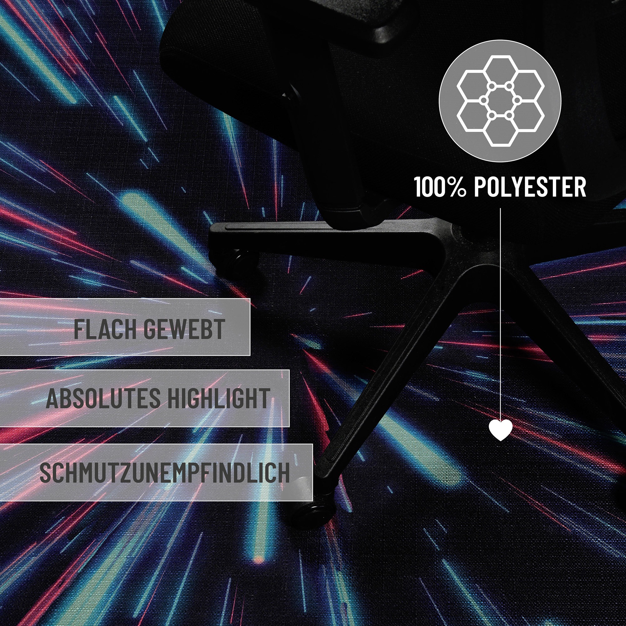 Wecon home Teppich »Neon Horizon«, rechteckig, 5 mm Höhe, Gamer Teppich, gewebt, futuristisch, robust, Gaming Room, rutschfest