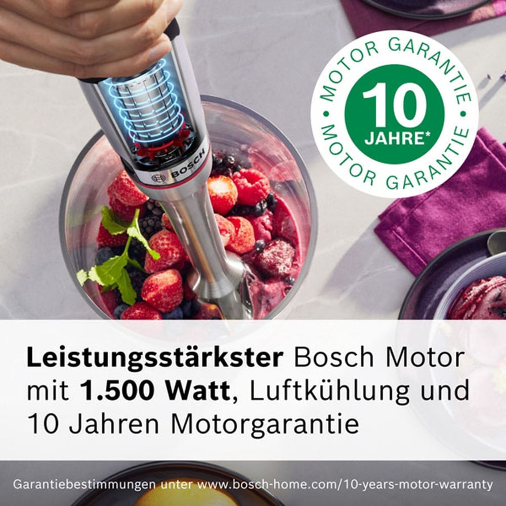 BOSCH Stabmixer »ErgoMaster Serie 8, MSM8M934, Doppelschneebesen, Becher, Zerkleinerer« 1500 W 6 Klingen Edelstahl, Spiralkabel, Keramikkupplung, luftgekühlter Motor