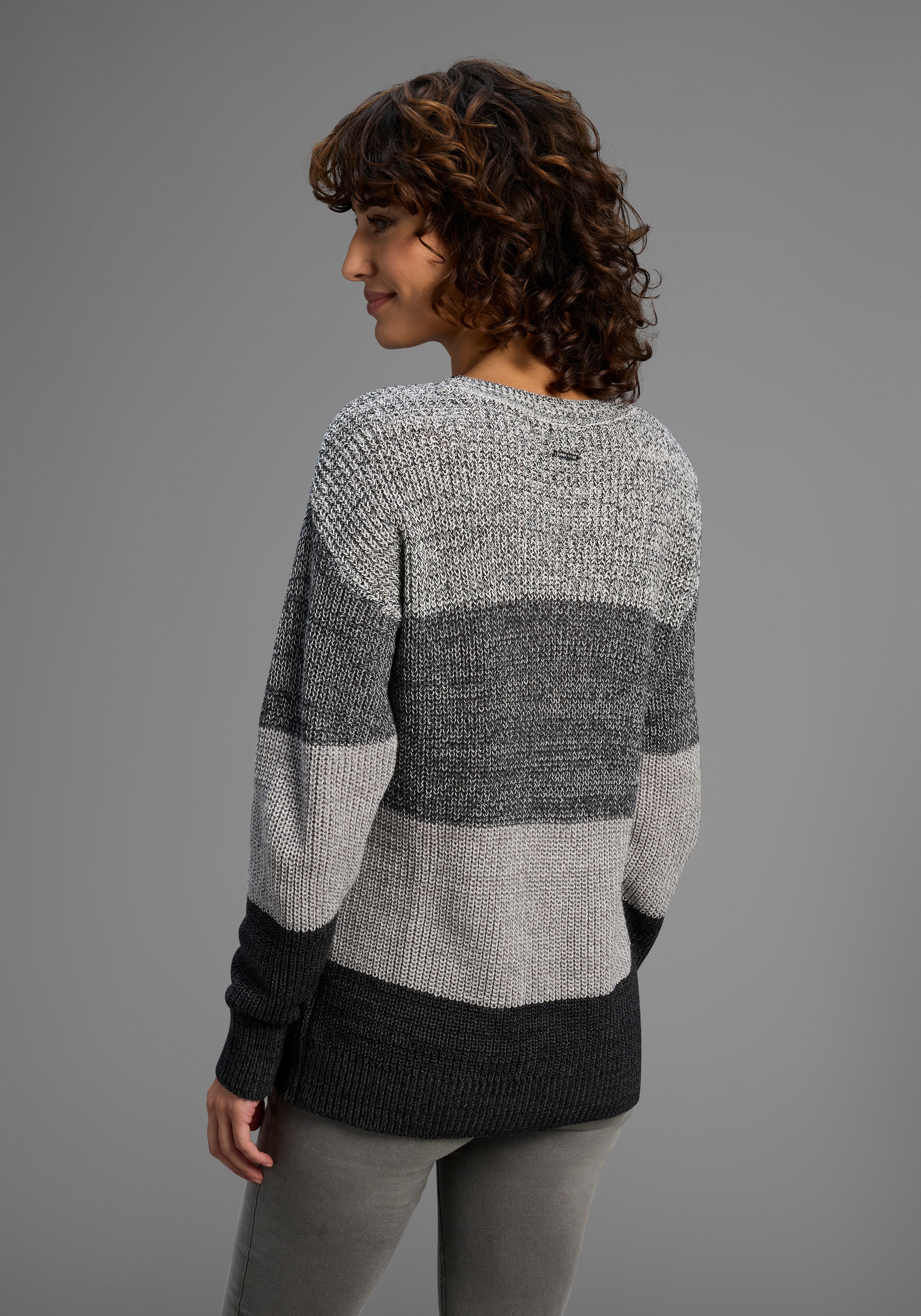 Laura Scott Streifenpullover Übergangspullover aus Baumwolle mit Melangeoptik - NEUE KOLLEKTION