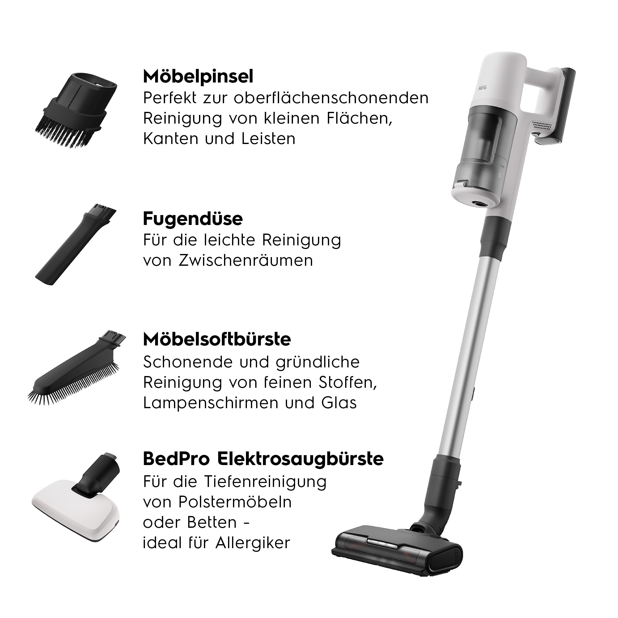 AEG Akku-Hand-und Stielstaubsauger »6000 AKKU-STAUBSAUGER (AP61HB21SH)«, sehr leicht 2,5 kg, 53 % Recyclingmaterial, bis zu 50 Min. Laufzeit